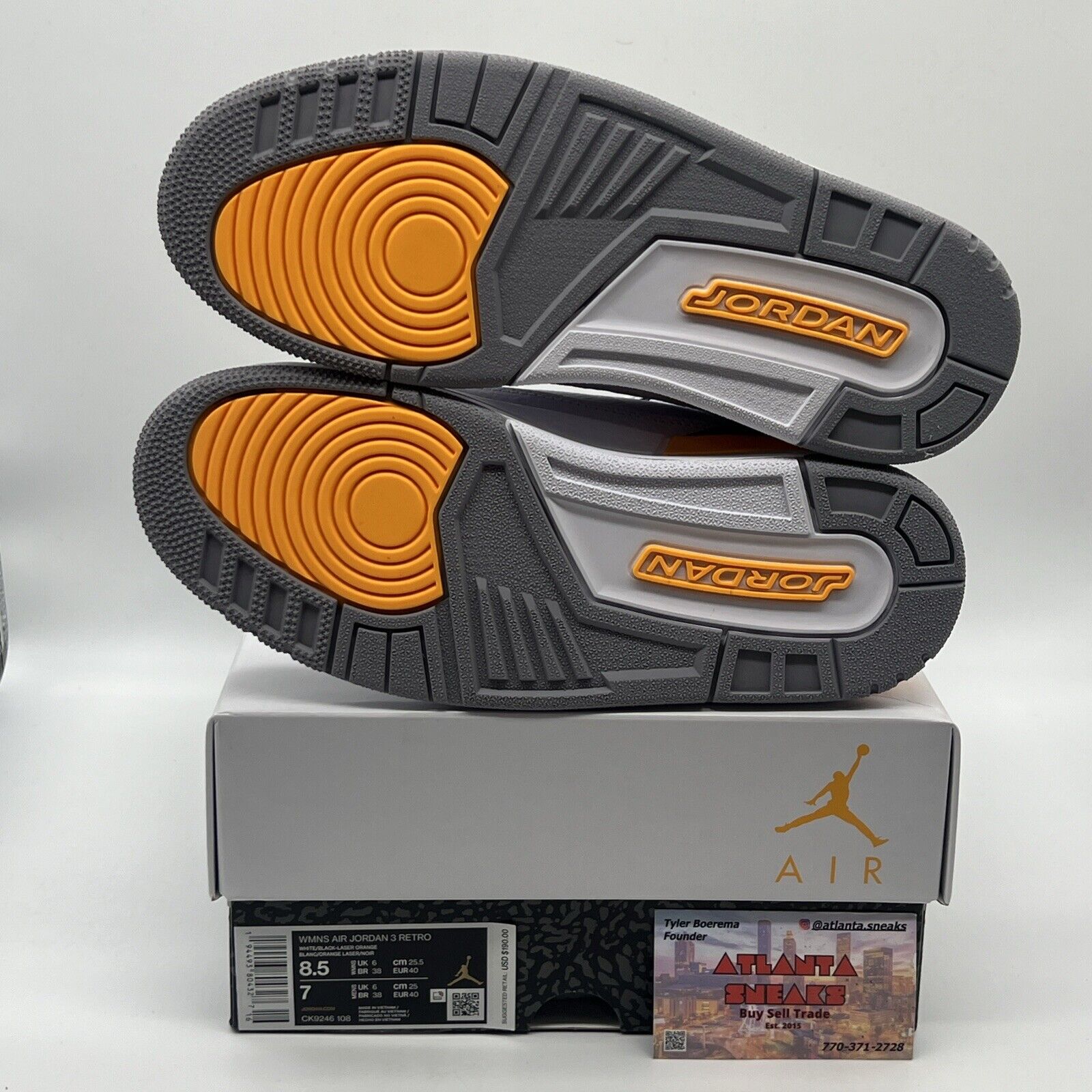 Size 8.5w - Jordan 3 Retro Laser Orange 2020 Brand New Og All Black Yellow