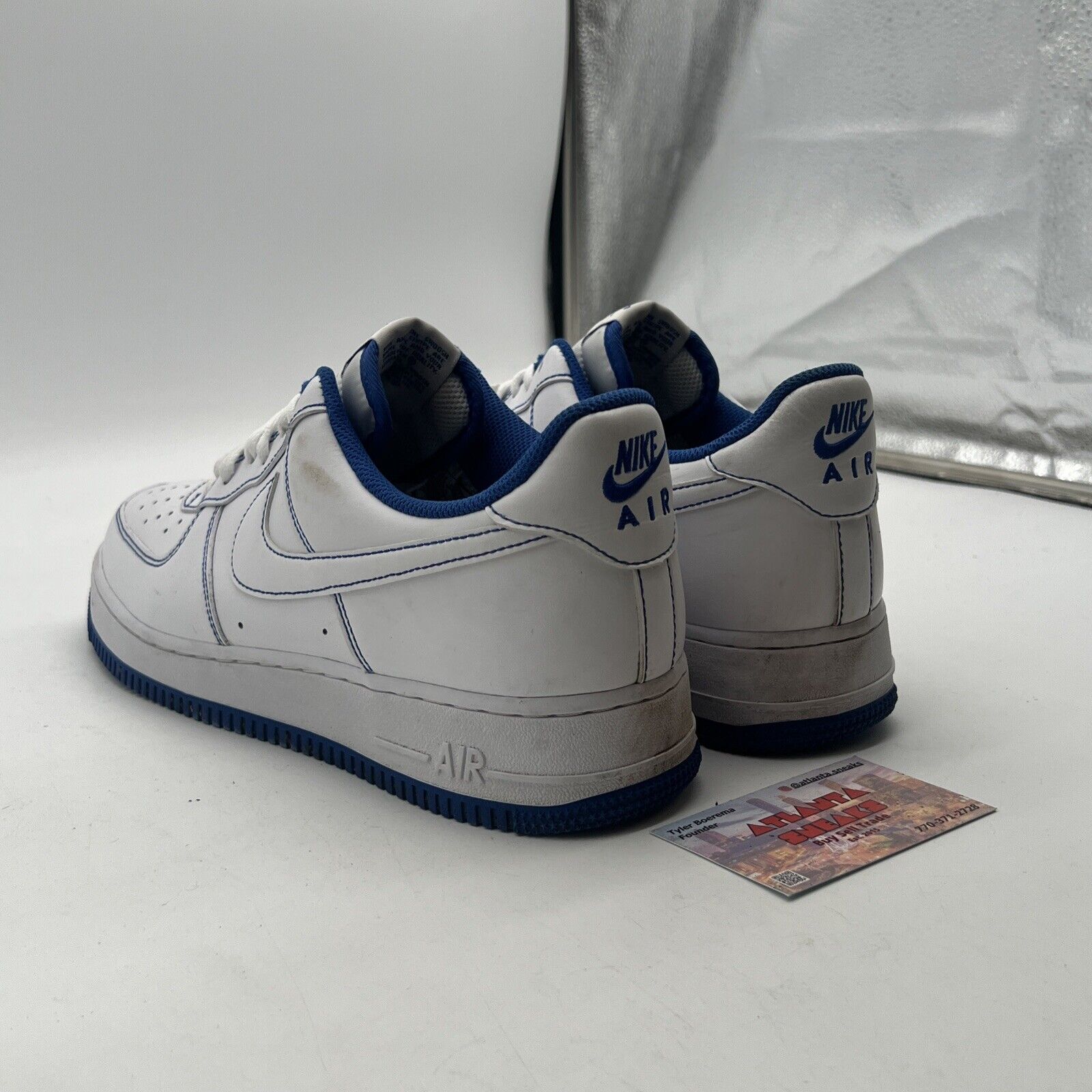 Size 10.5 - Nike Air Force 1 '07 Contrast Stitch - White Game Royal (CV1724-101)