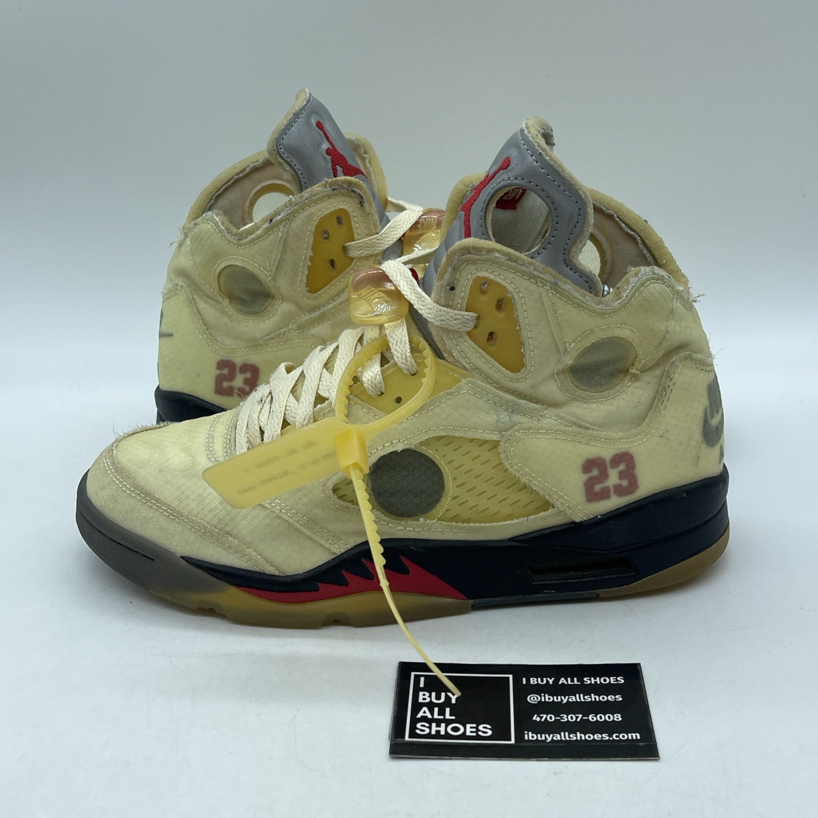 Size 7.5 - Jordan 5 SP x Off-White Mid Sail Red Black Leather (DH8565-100)
