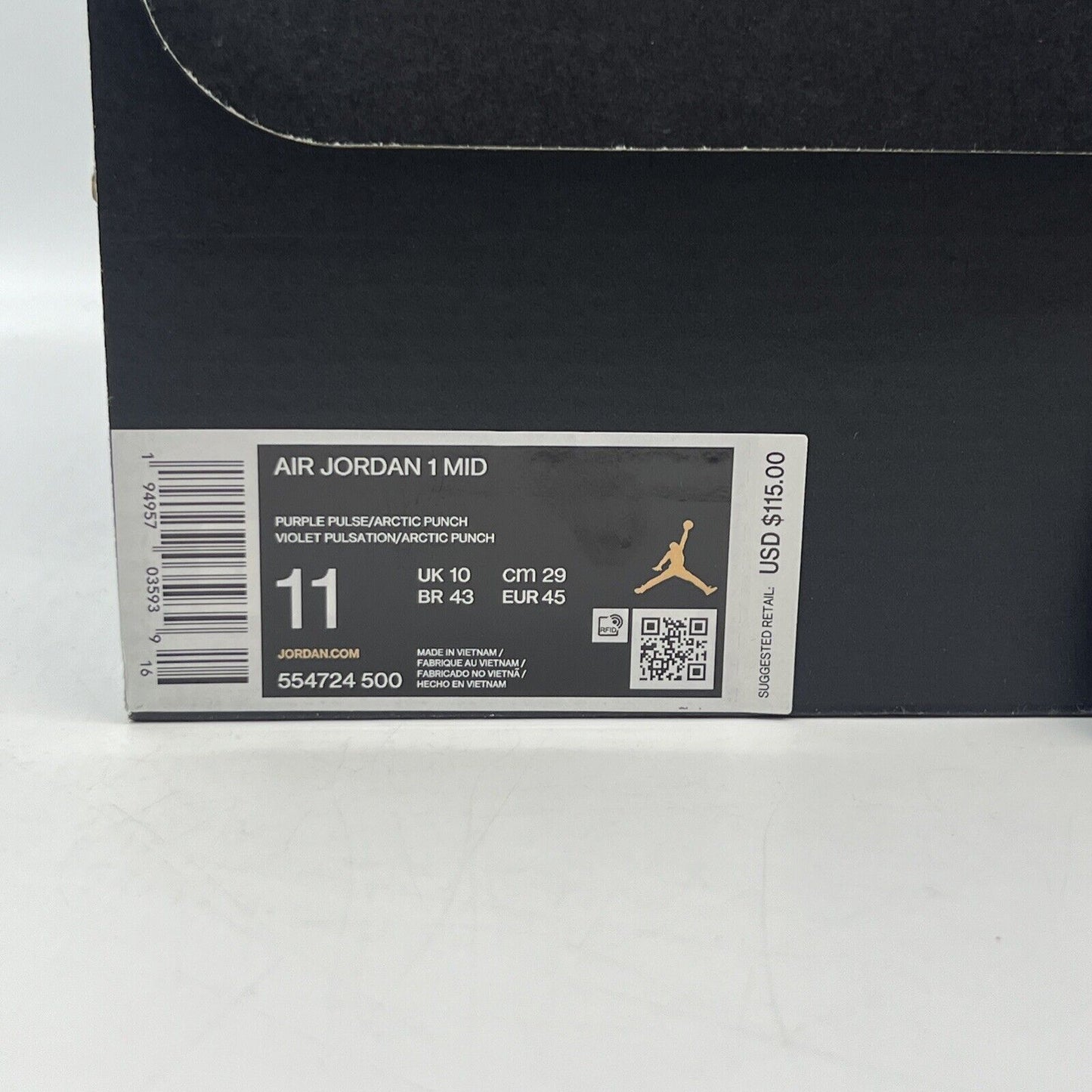 Size 11 - Jordan 1 Mid Purple White Brand New Og All