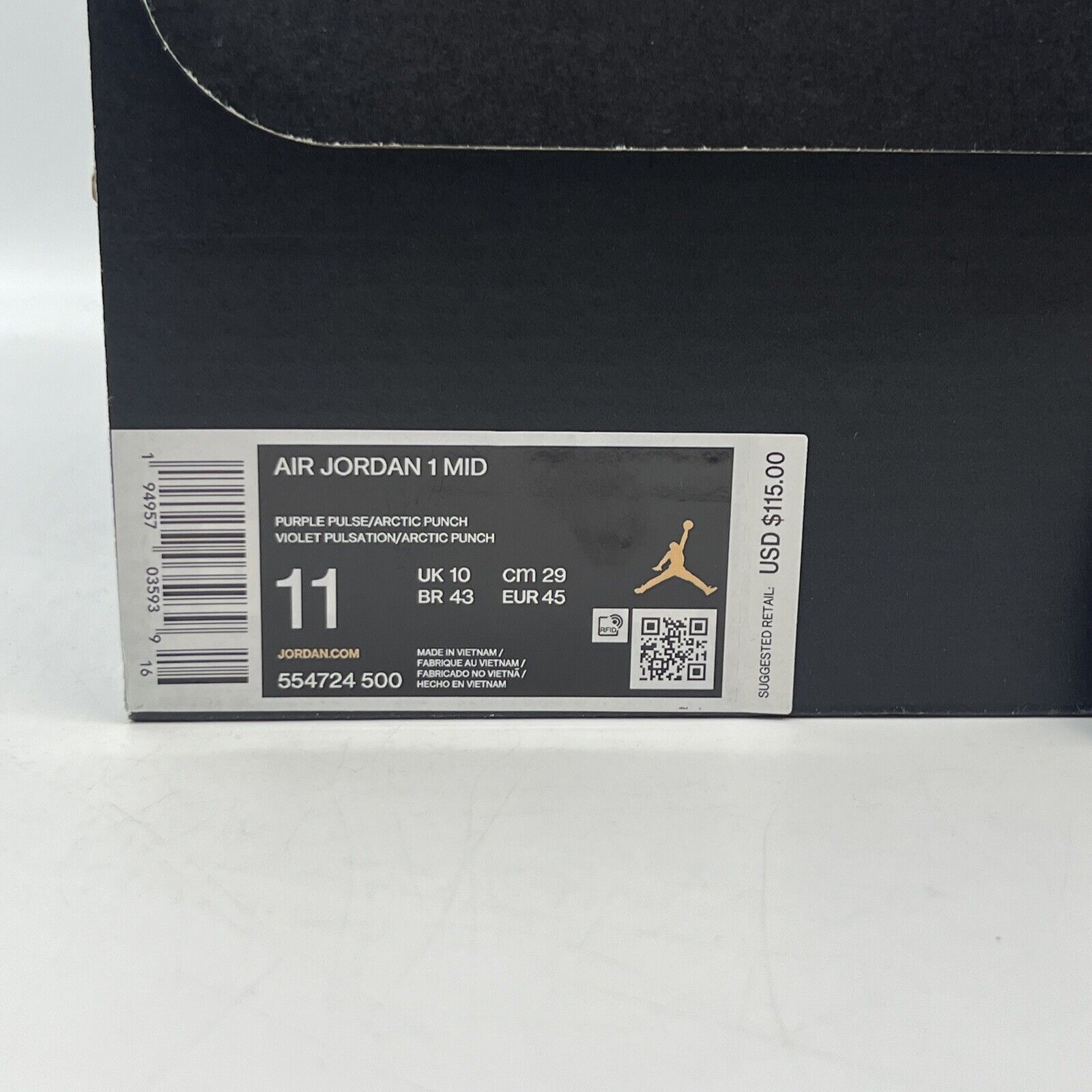 Size 11 - Jordan 1 Mid Purple White Brand New Og All