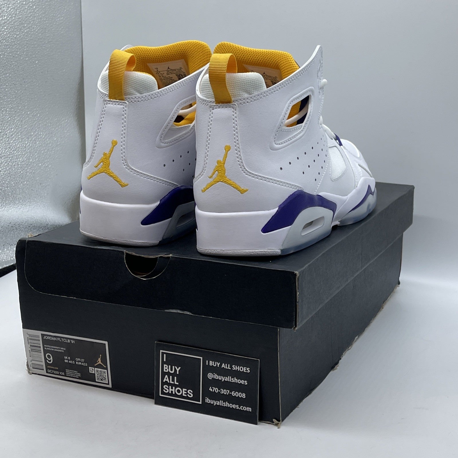 Size - 9 Air Jordan Flight Club '91 'Lakers' Shoes Sneakers (DC7329-105)