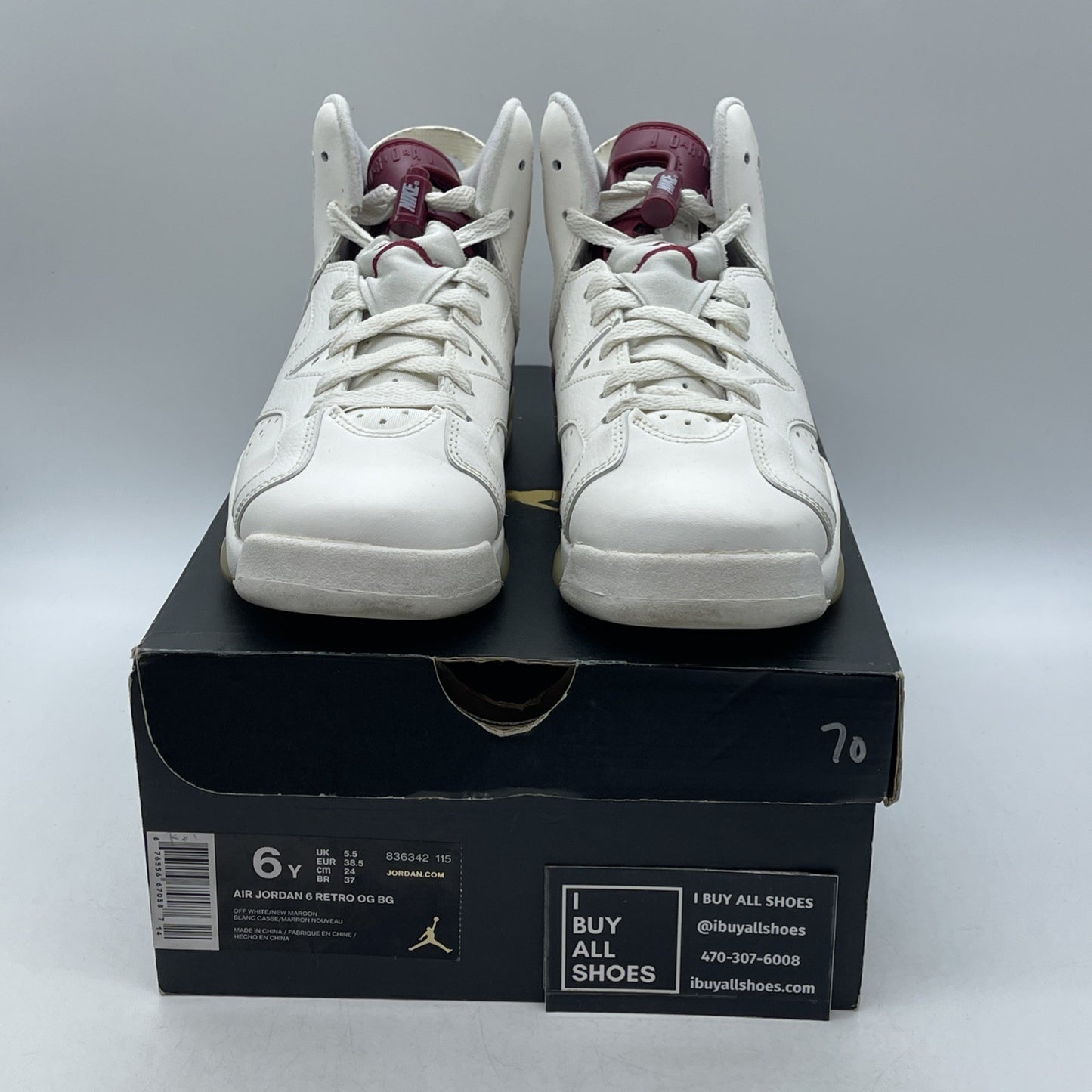 Size 6 (GS) - Air Jordan 6 Retro OG 2015 Mid Maroon (836342-115)