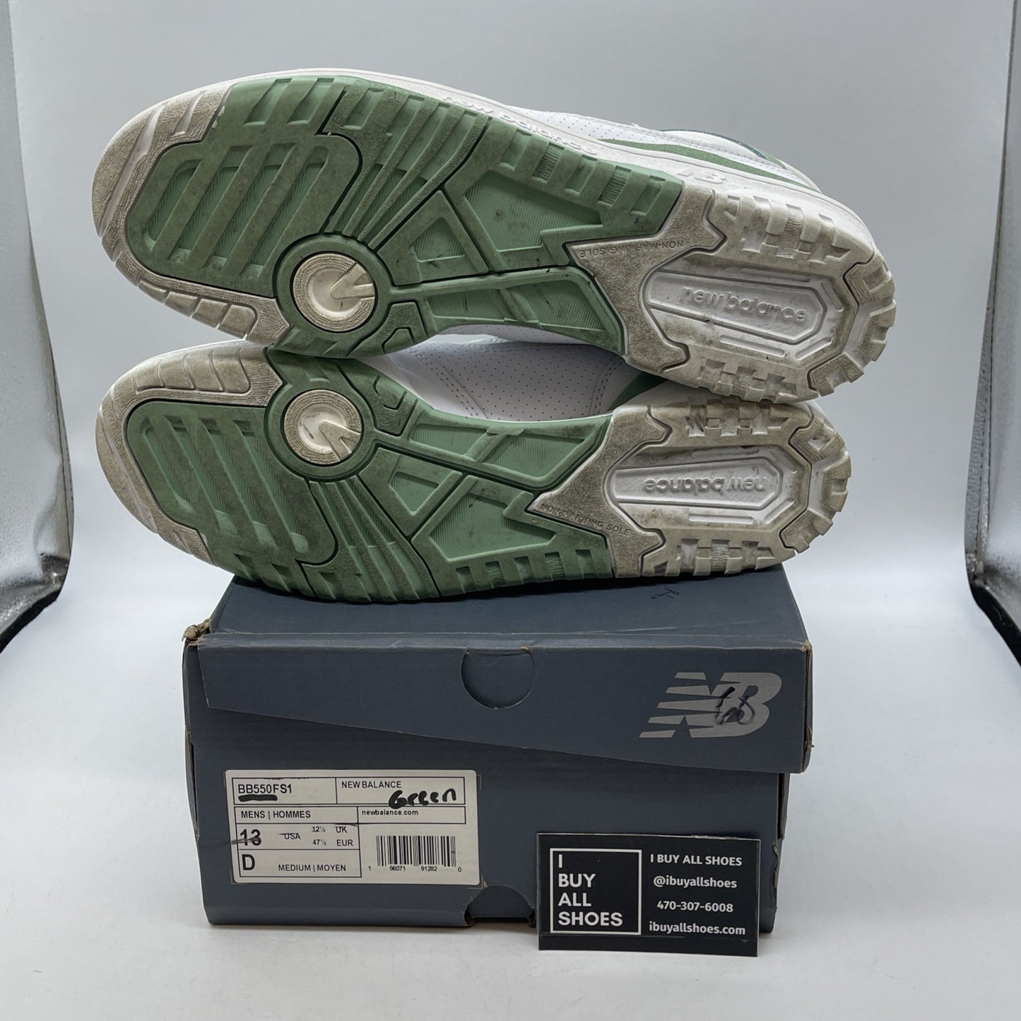 Size 13 - New Balance 550 White Mint Green (BB550FS1)