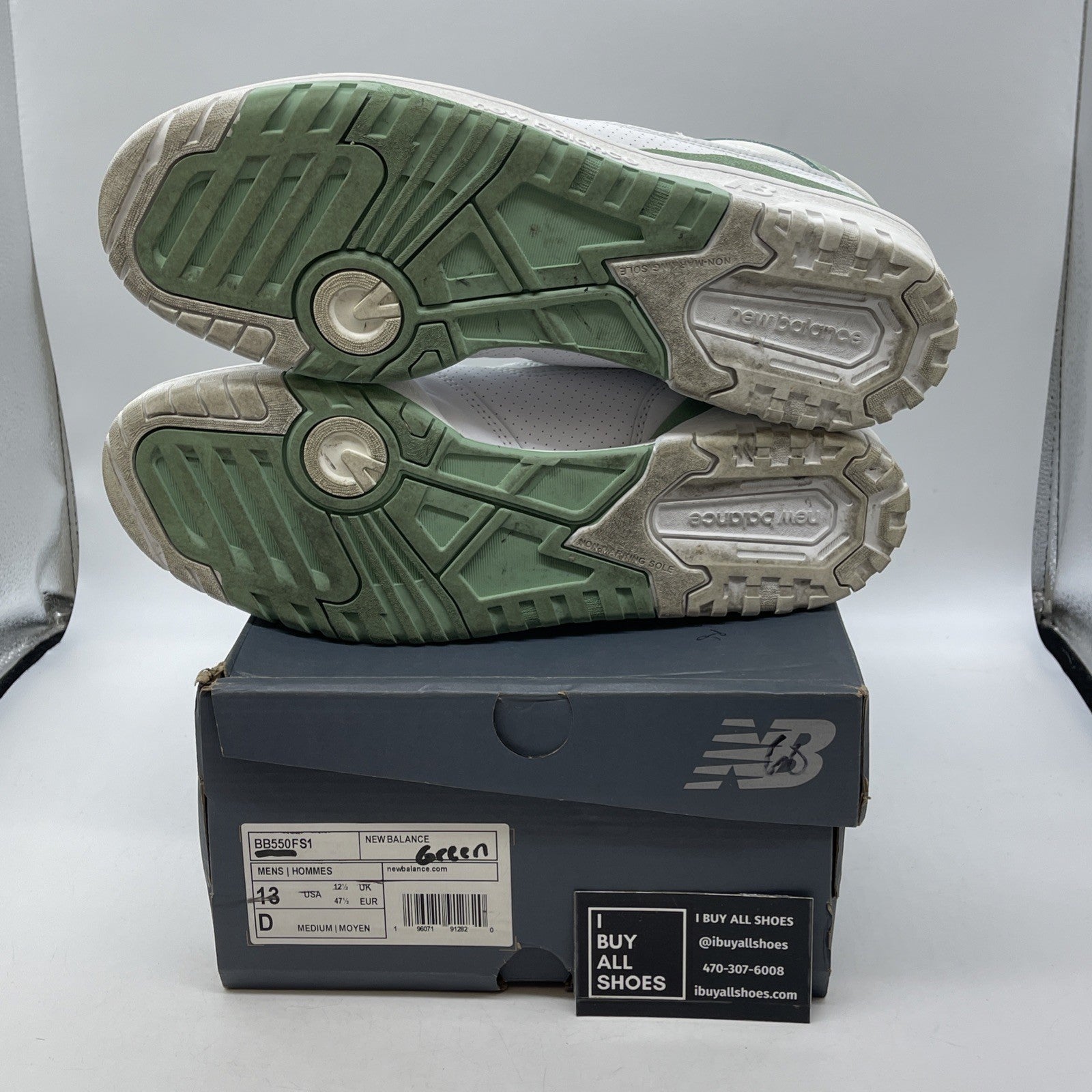 Size 13 - New Balance 550 White Mint Green (BB550FS1)