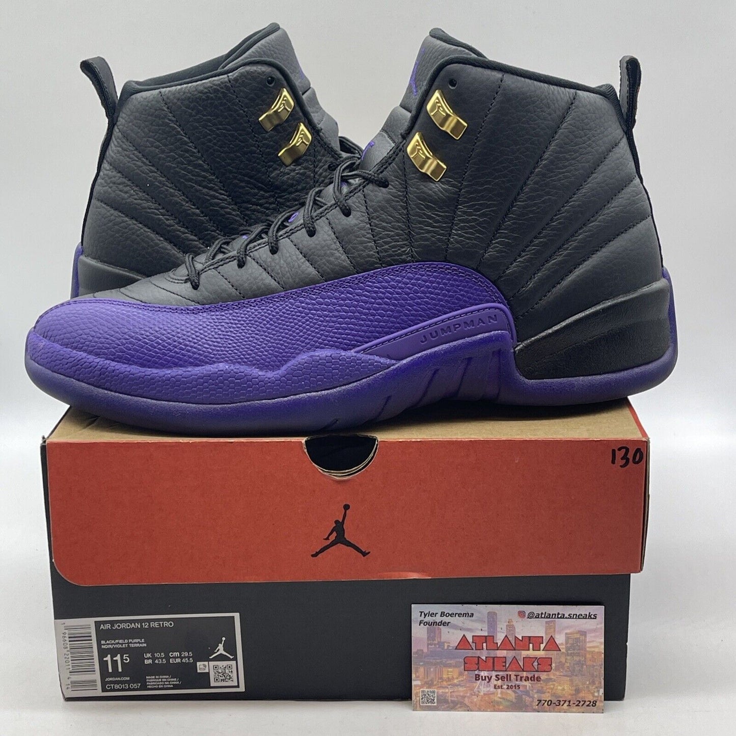 Size 11.5 - Jordan 12 Retro Mid Field Purple Gold Black Leather (CT8013-057)