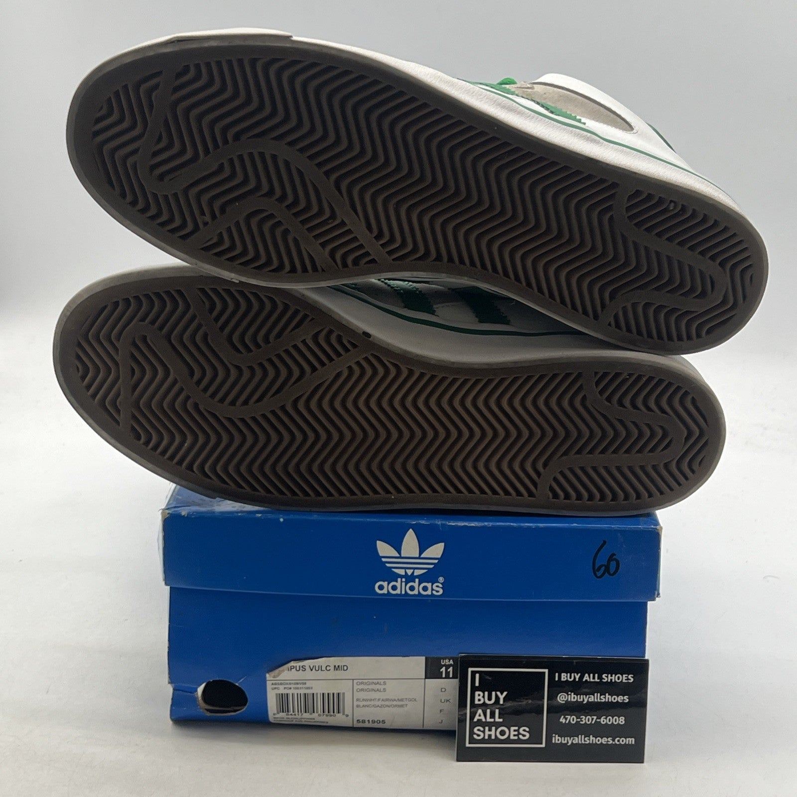Size 11 - Adidas Campus Vulc Mid Grey White (581905)