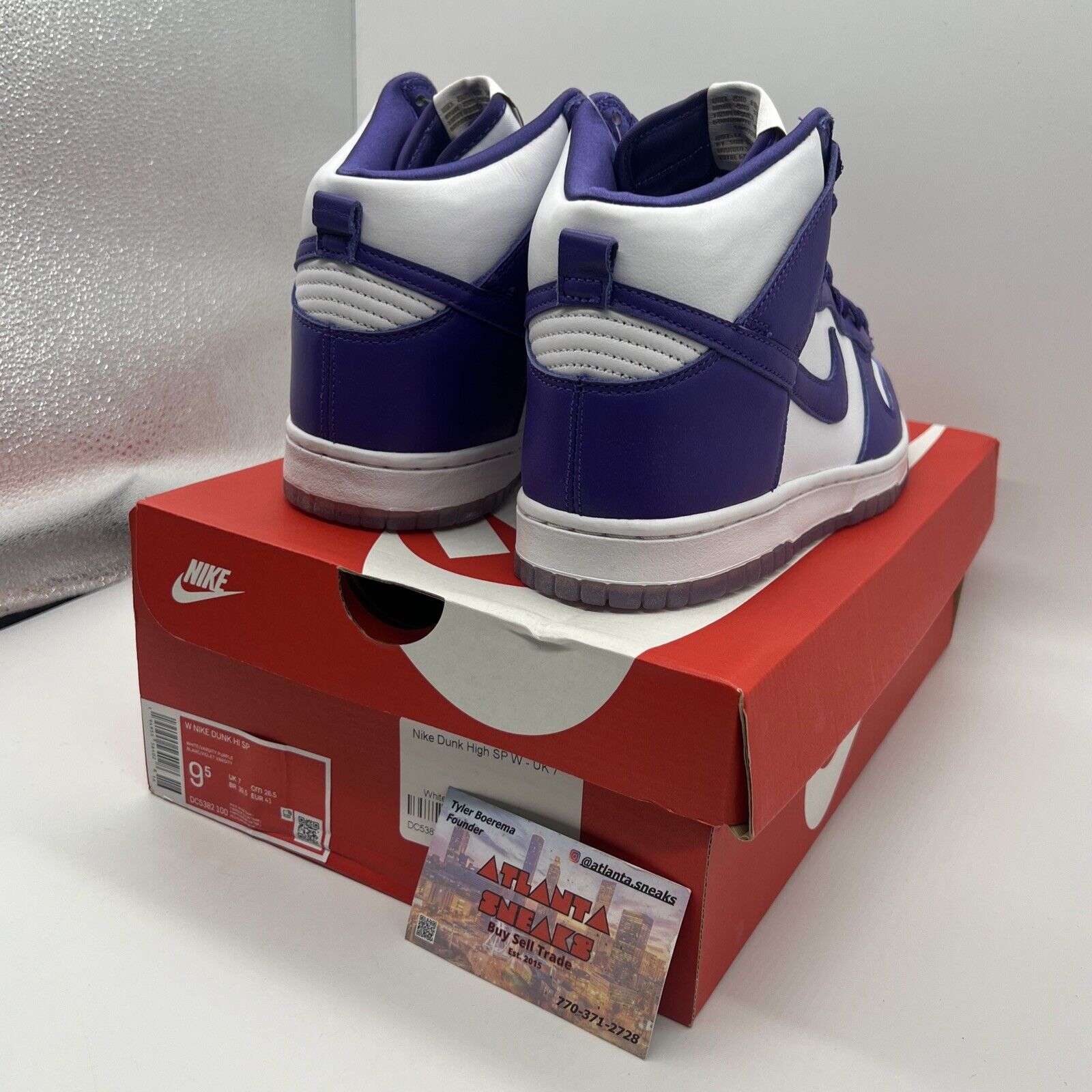 Size 9.5 - Nike Dunk High Varsity Purple W Brand New Og All White DS Leather