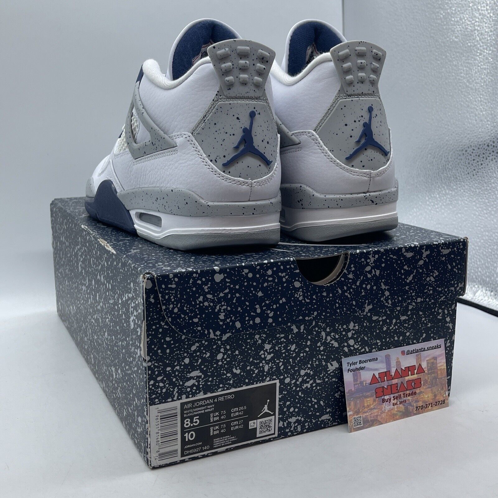 Size 8.5 - Jordan 4 Retro Mid Midnight Navy White Grey Leather (DH6927-140)