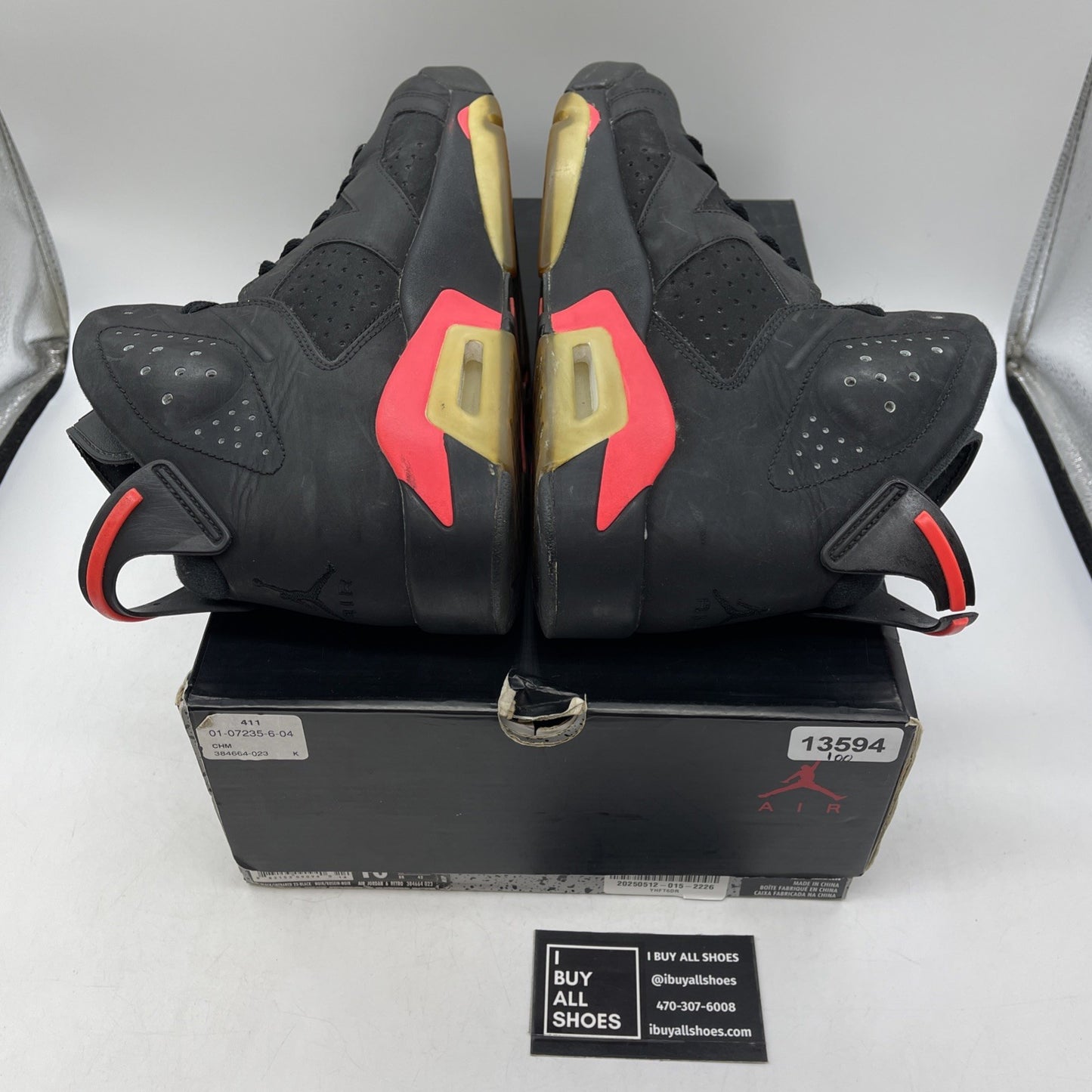 Size 10 - Jordan 6 Retro Infrared Black Pink Suede (384664-023)
