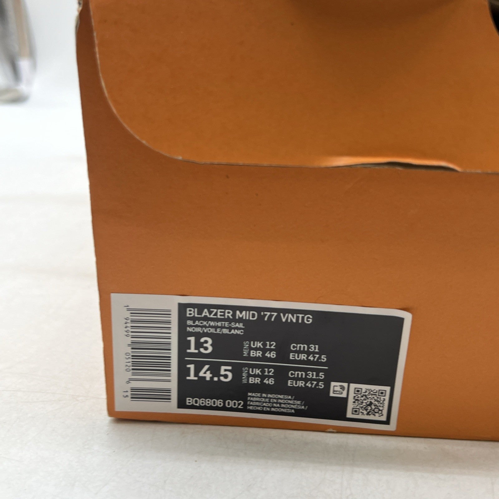 Size 13 - Nike Blazer '77 Vintage Mid Black Sail (BQ8606-002)