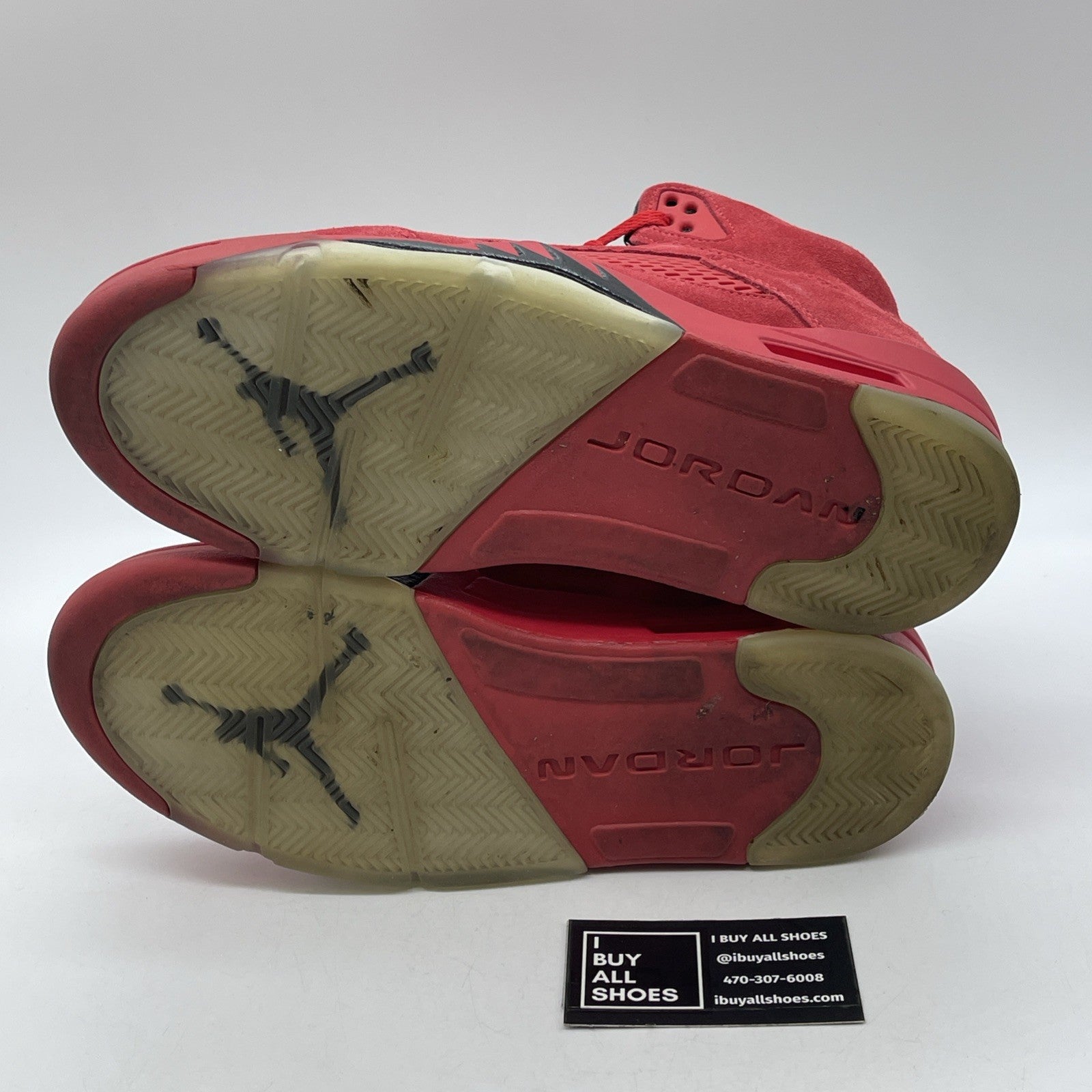 Size 9.5 - Air Jordan 5 Retro Red Suede Black (136027-602)