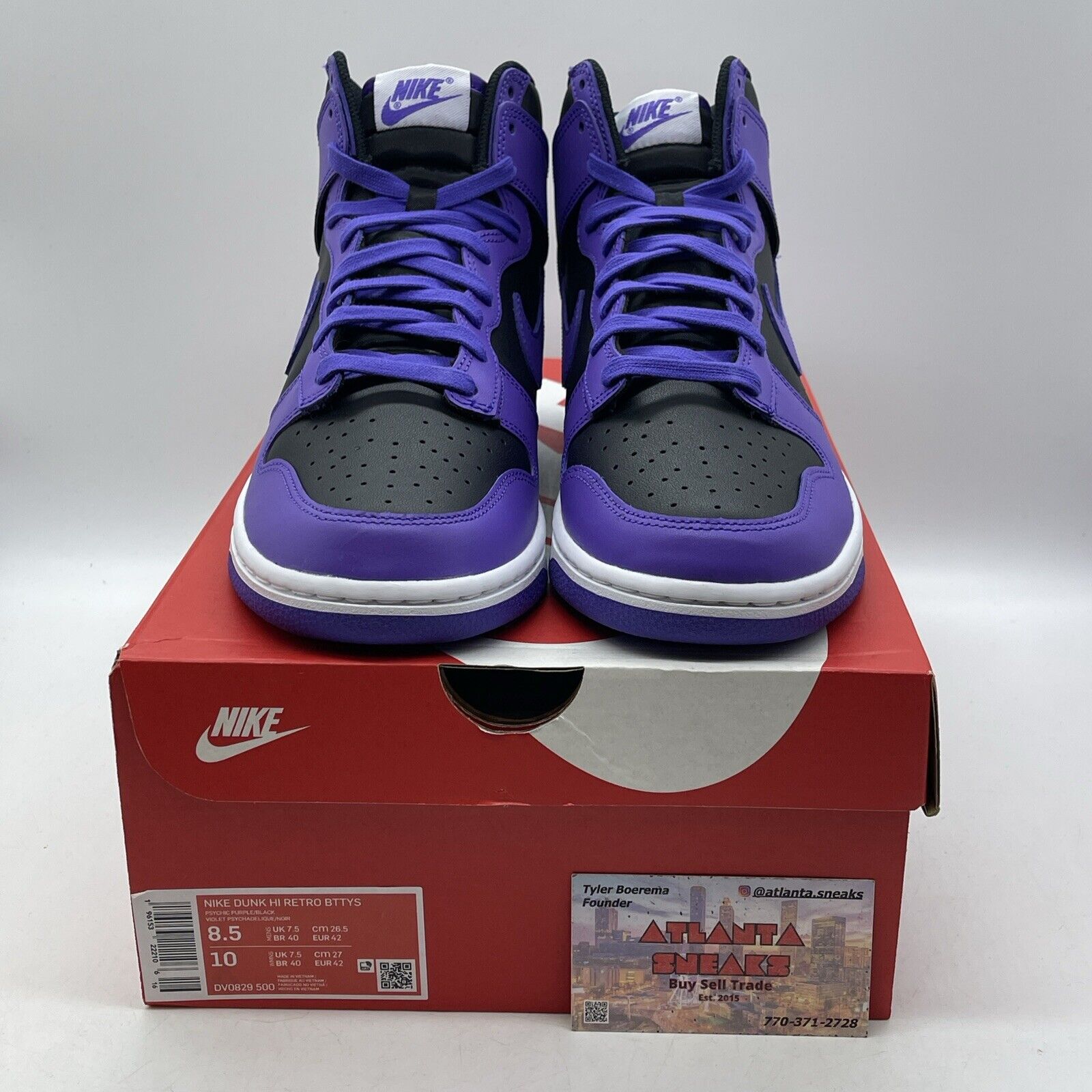 Size 8.5 - Nike Dunk High Psychic Purple Black White Leather (DV0829-500)