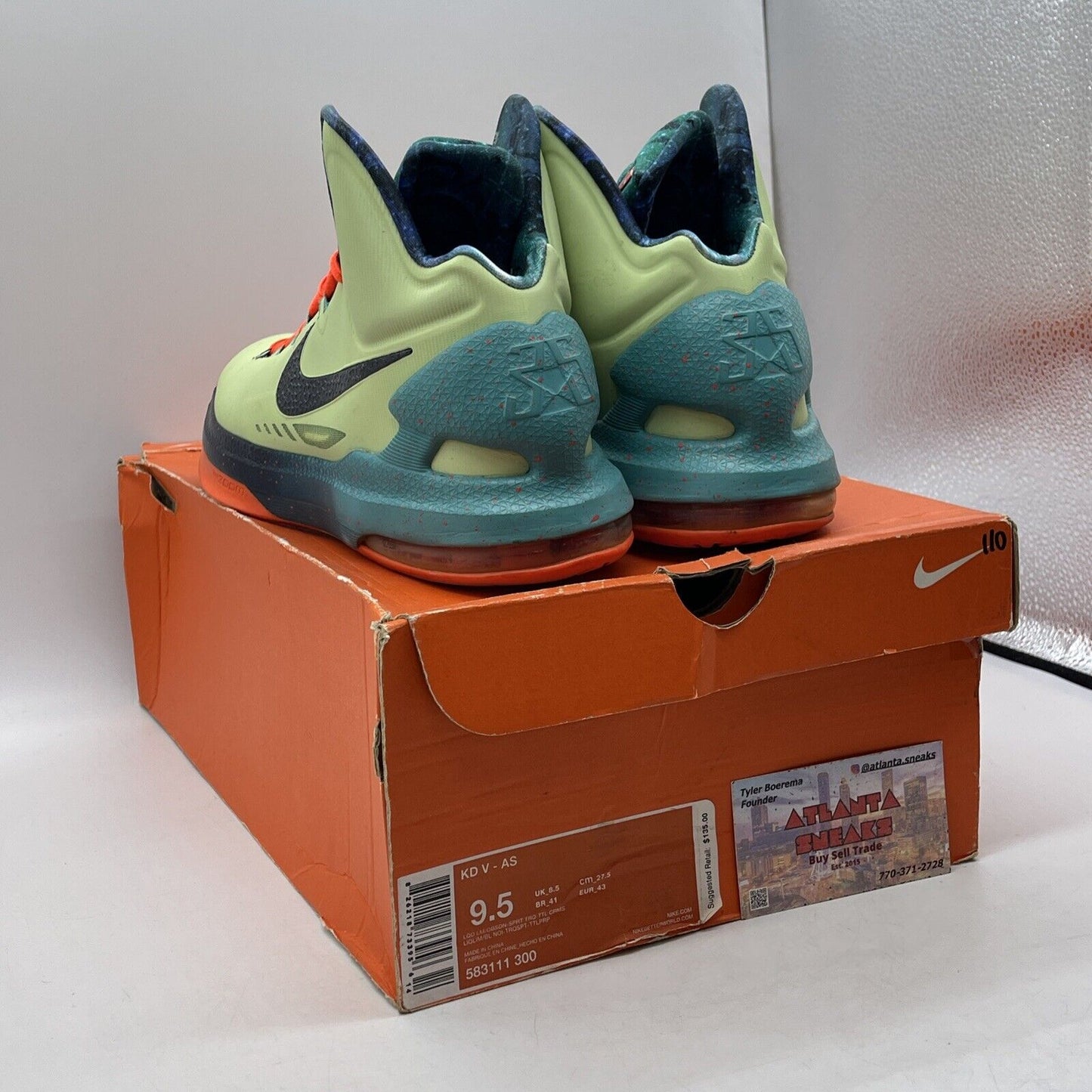 Size 9.5 - Nike KD 5 All-Star Extraterrestrial Green Suede Black (583111-300)