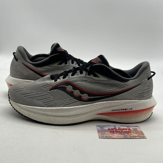 Size 12 - Saucony Triumph 21 Men's Concrete Gray Orange Running (S20881-30)