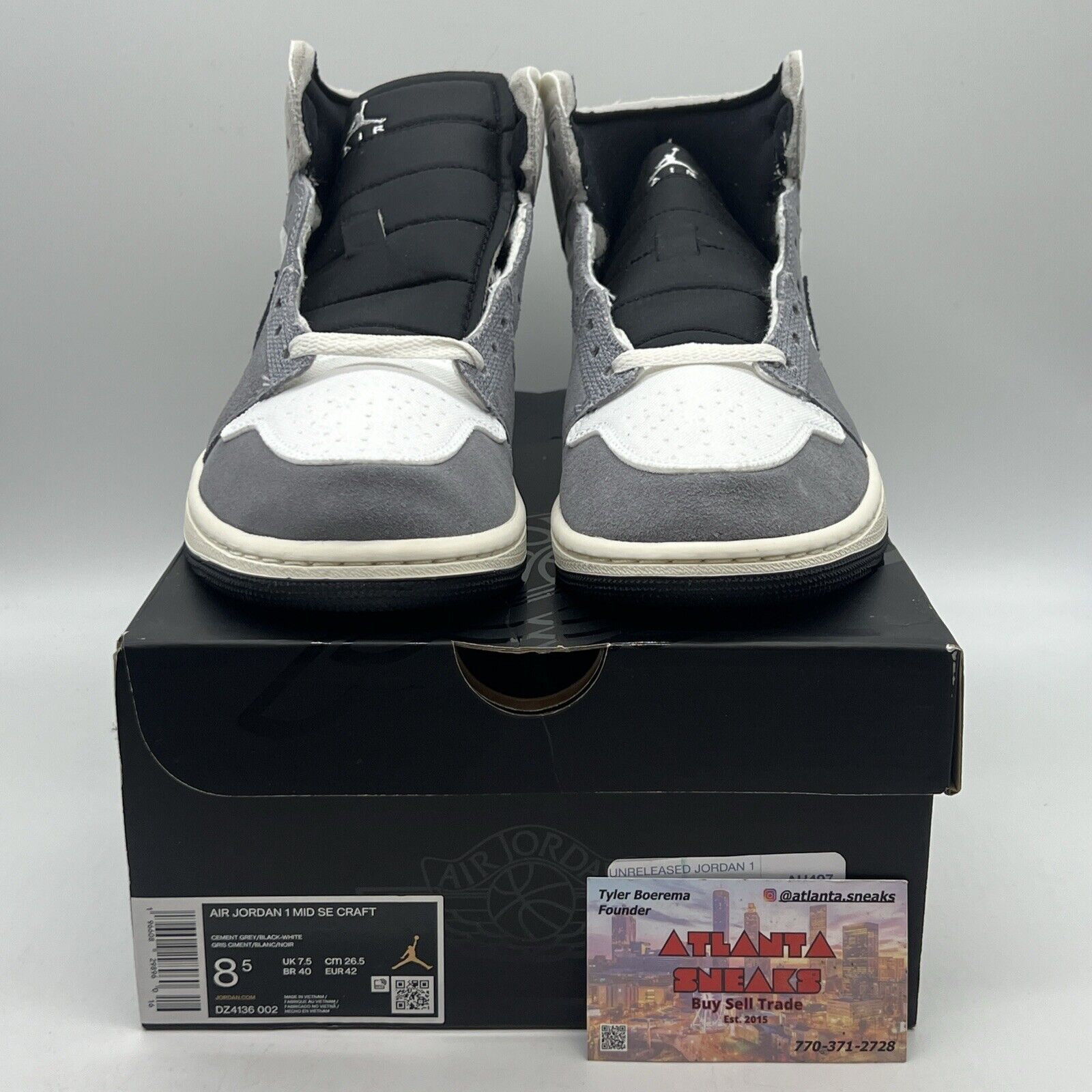 Size 8.5 - Jordan 1 Mid SE Craft Inside Out - Cement Grey Brand New