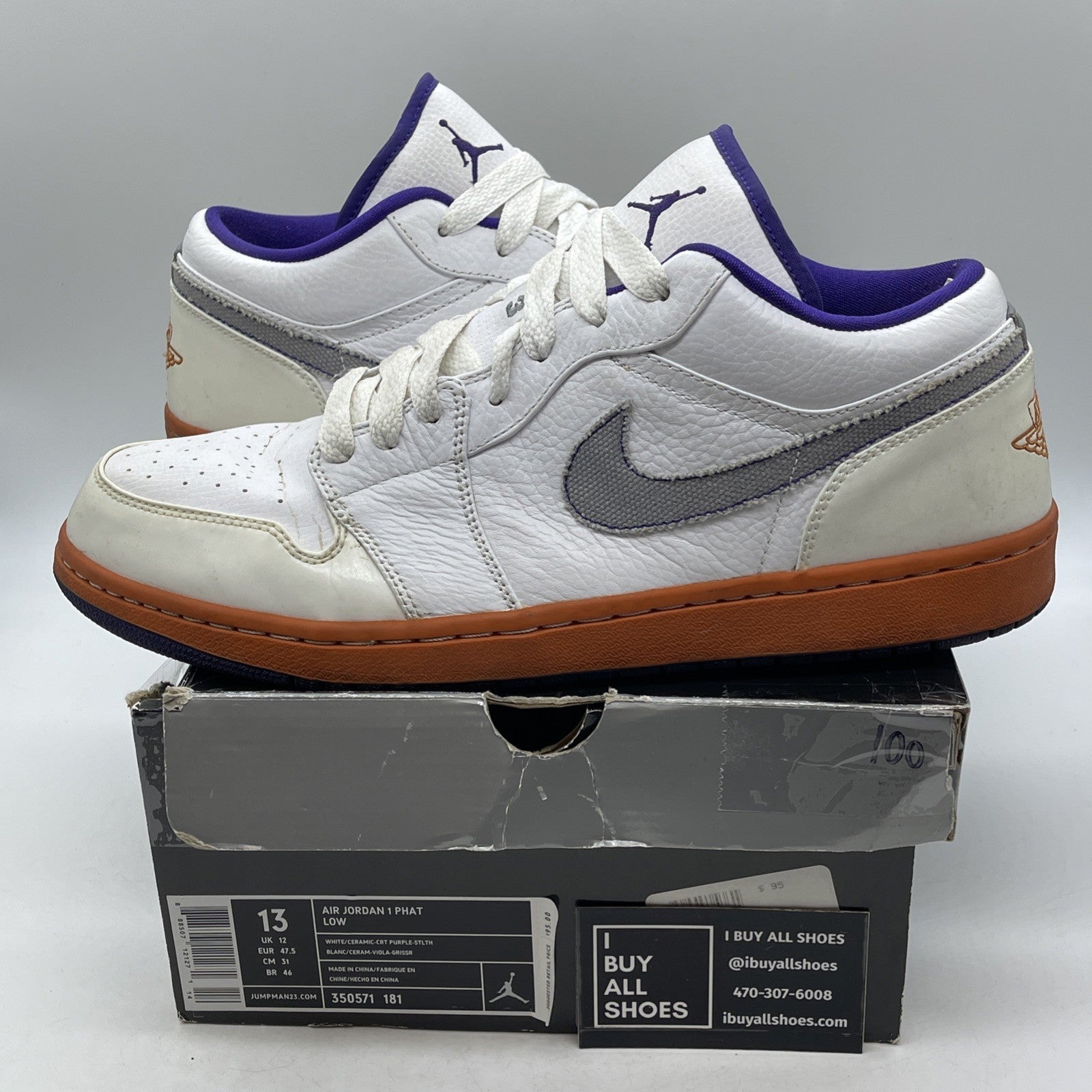 Size 13 - Air Jordan 1 Phat Low Lakers (350571-181)