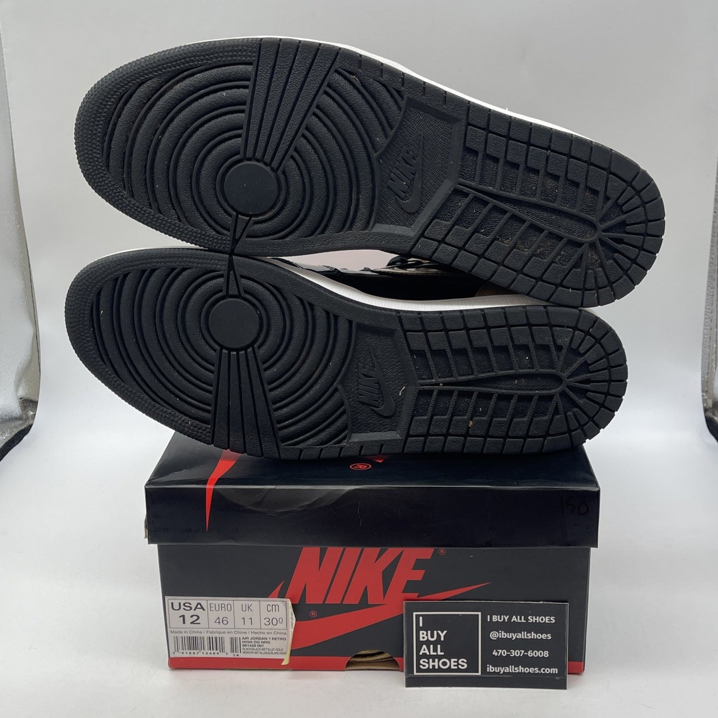 Size 12 - Air Jordan 1 Retro OG NRG High Gold Toe Black Leather (861428-007)