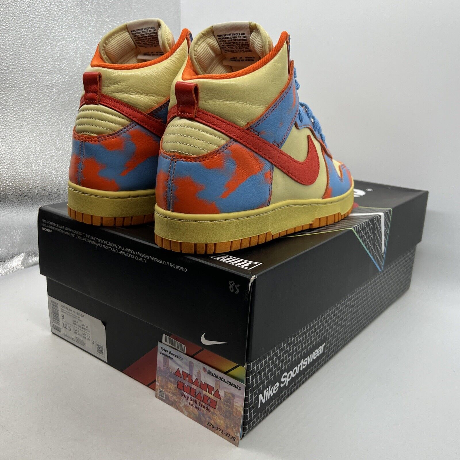 Size 9 - Nike Dunk 1985 High Orange Acid Wash Blue Leather (DD9404-800)