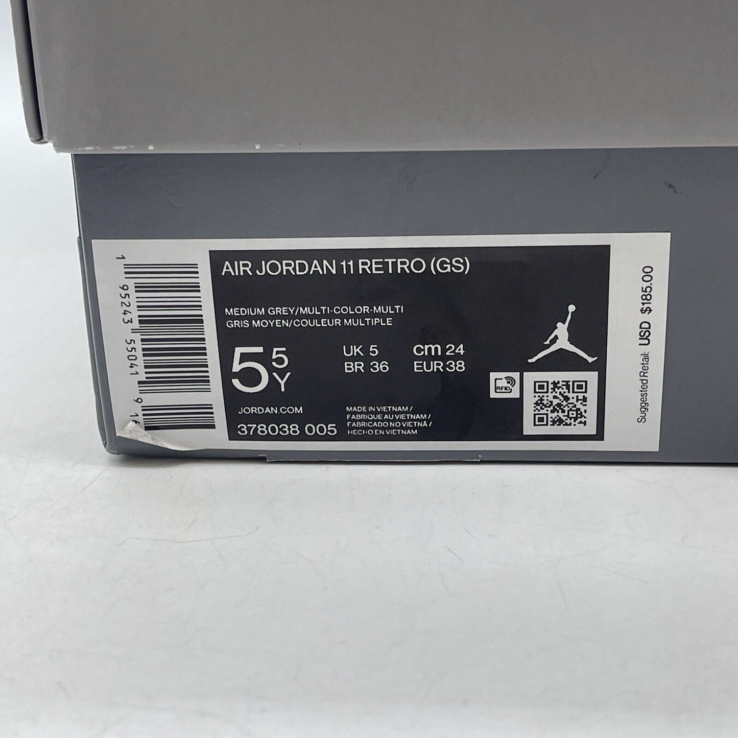 Size 5.5 (GS) - Jordan 11 Retro 2021 Mid Cool Grey Suede Leather (378038-005)