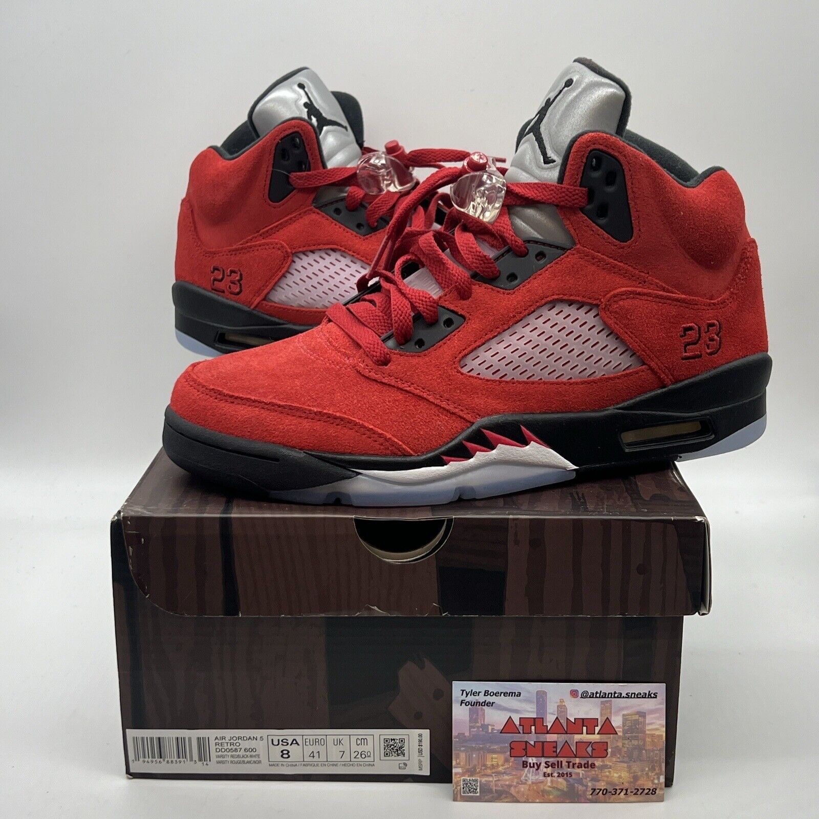 Size 8 - Jordan 5 Retro Mid Raging Bull Brand New Og All Red Black