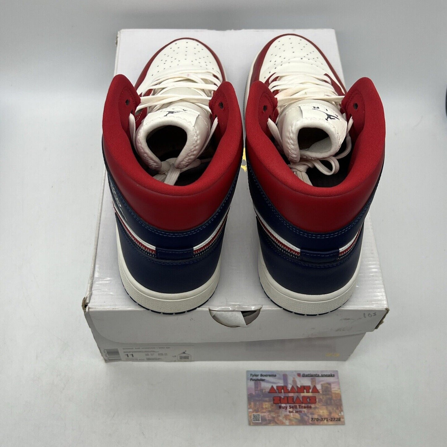 Size 11 - Air Jordan 1 SE 2022 Mid USA W Red White Navy Leather (DQ7648-600)