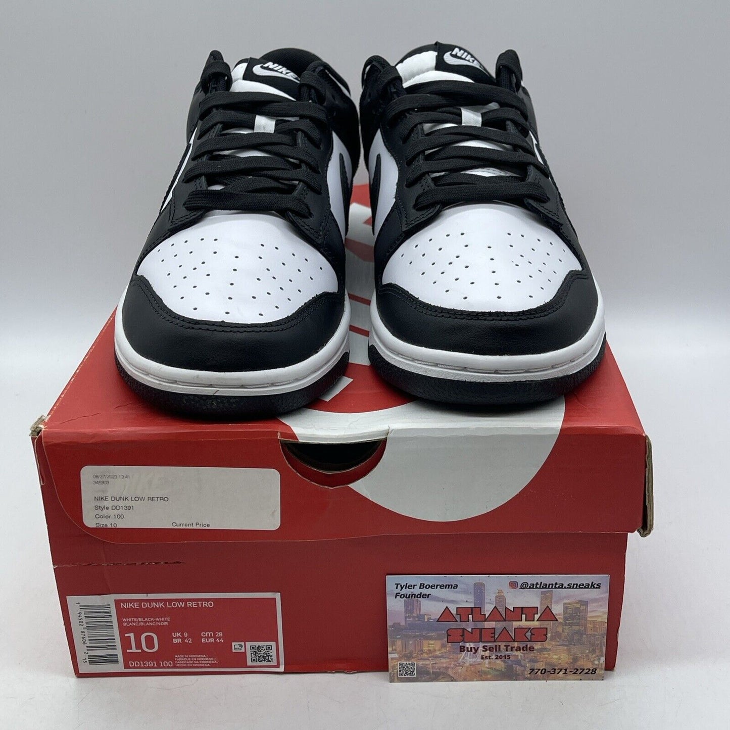 Size 10 - Nike Dunk Low Black White Leather (DD1391-100)