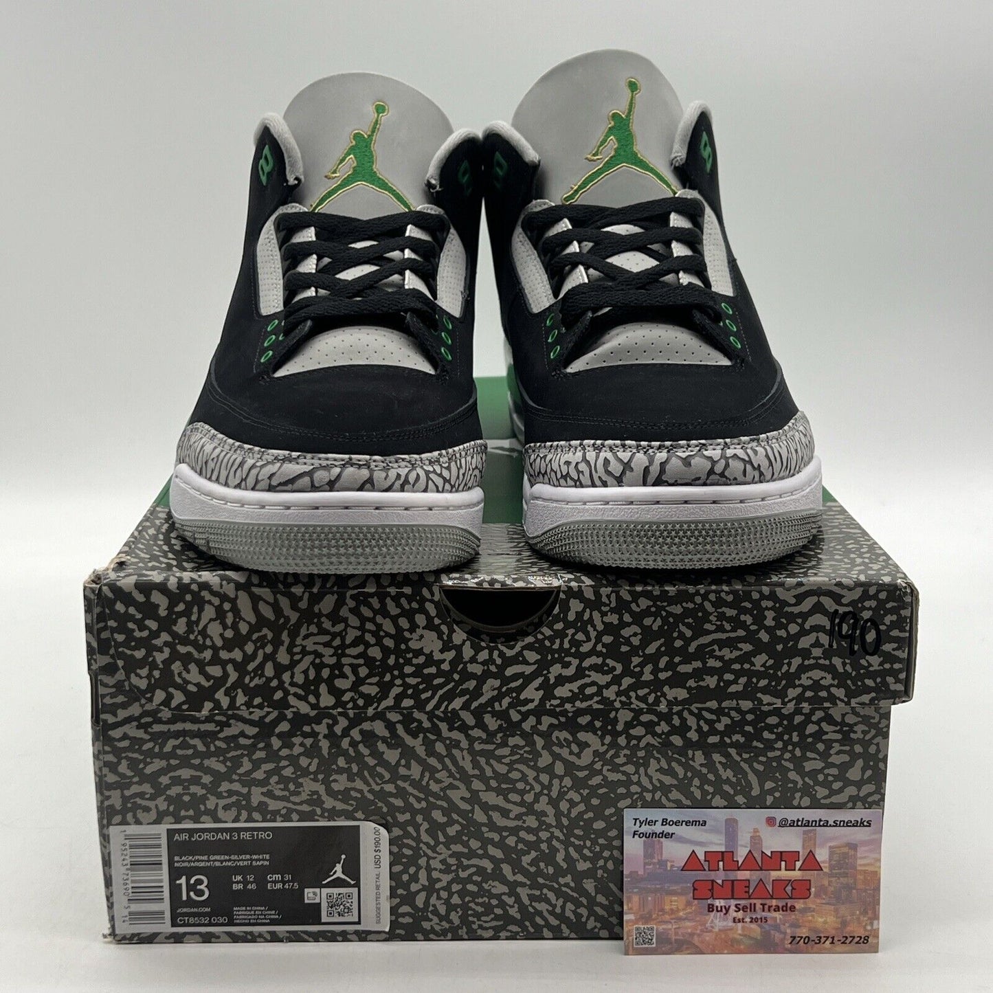 Size 13 - Jordan 3 Retro Mid Pine Green Black White Suede Gold (CT8532-030)
