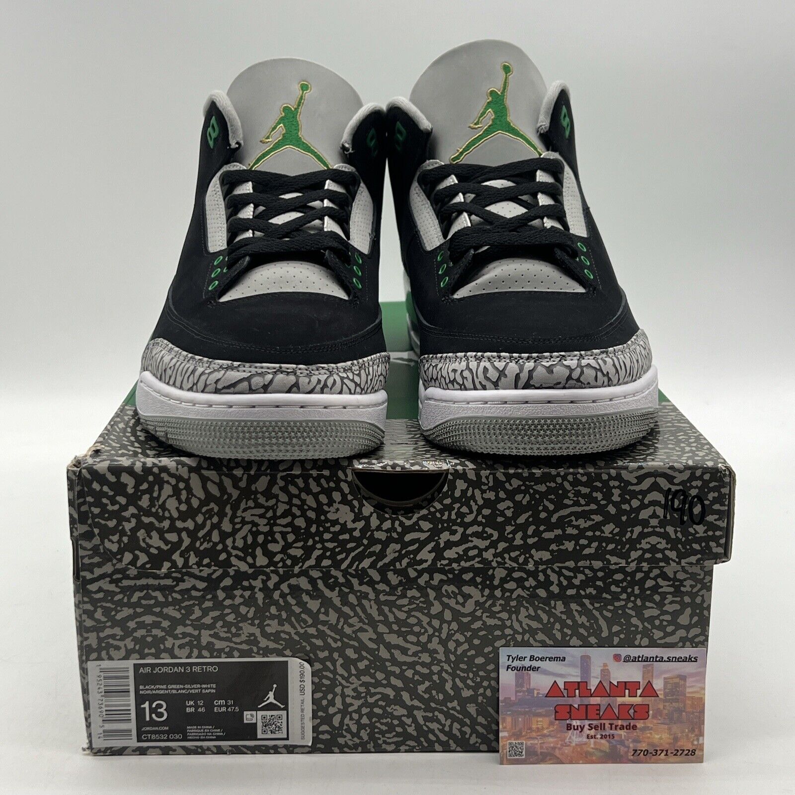 Size 13 - Jordan 3 Retro Mid Pine Green Black White Suede Gold (CT8532-030)