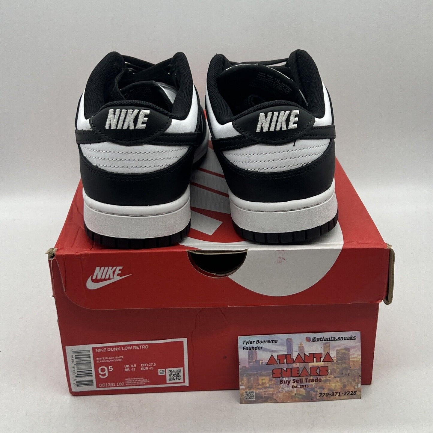 Size 9.5 - Nike Dunk Low Black White Brand New Og All