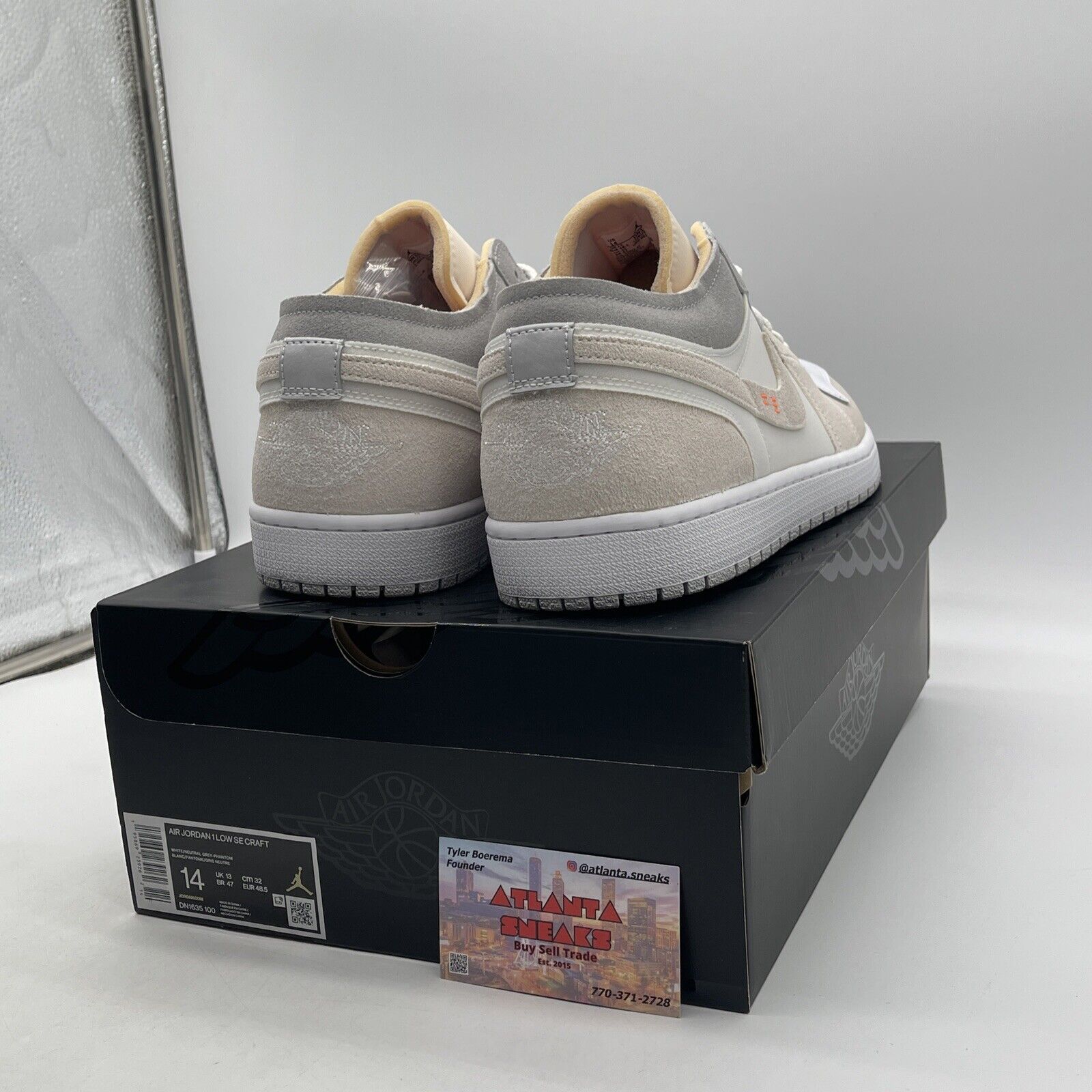 Size 14 - Air Jordan 1 SE Craft Low Inside Out Grey Suede Leather (DN1635-100)