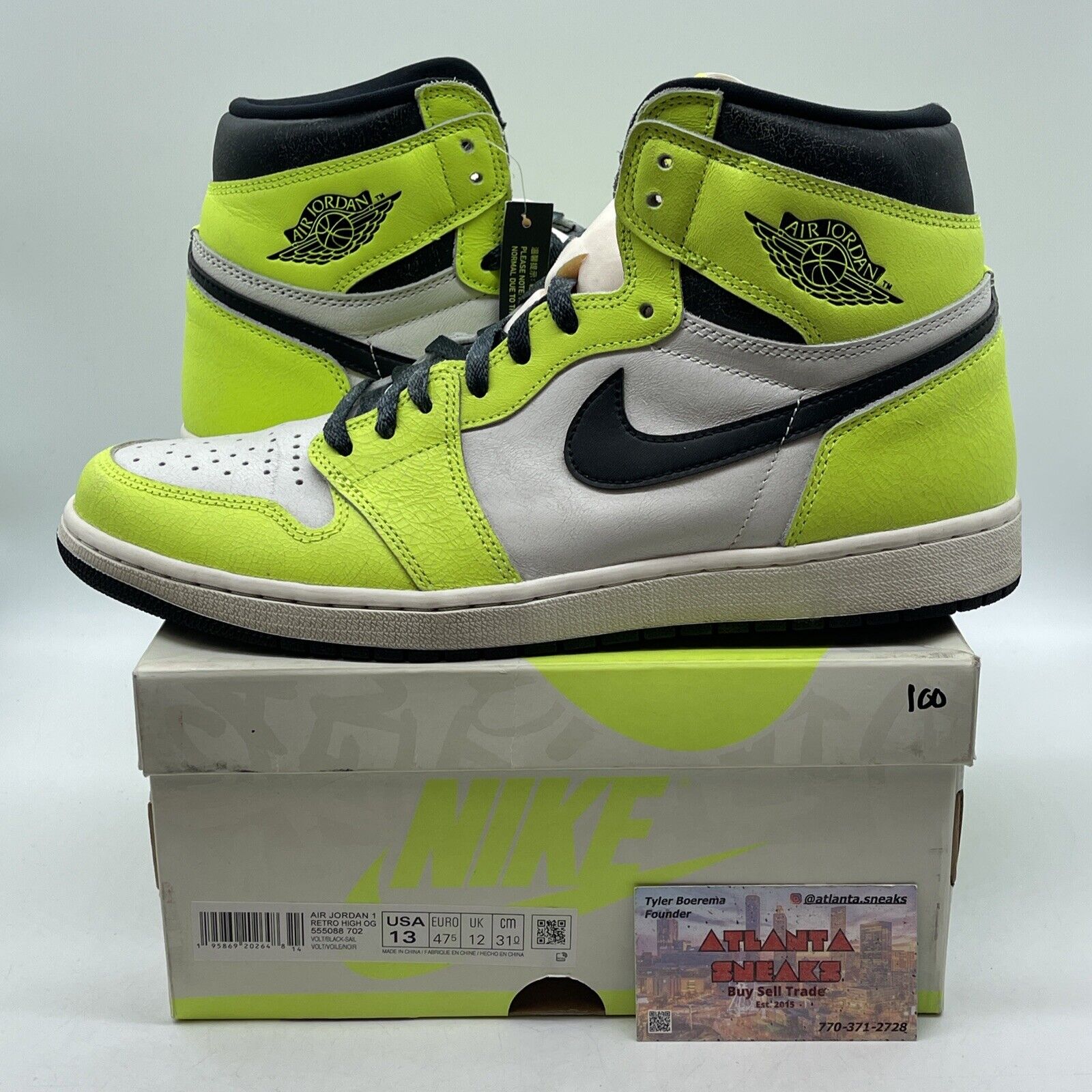 Size 13 - Jordan 1 Retro High OG Visionaire Yellow Black Leather (555088-702)