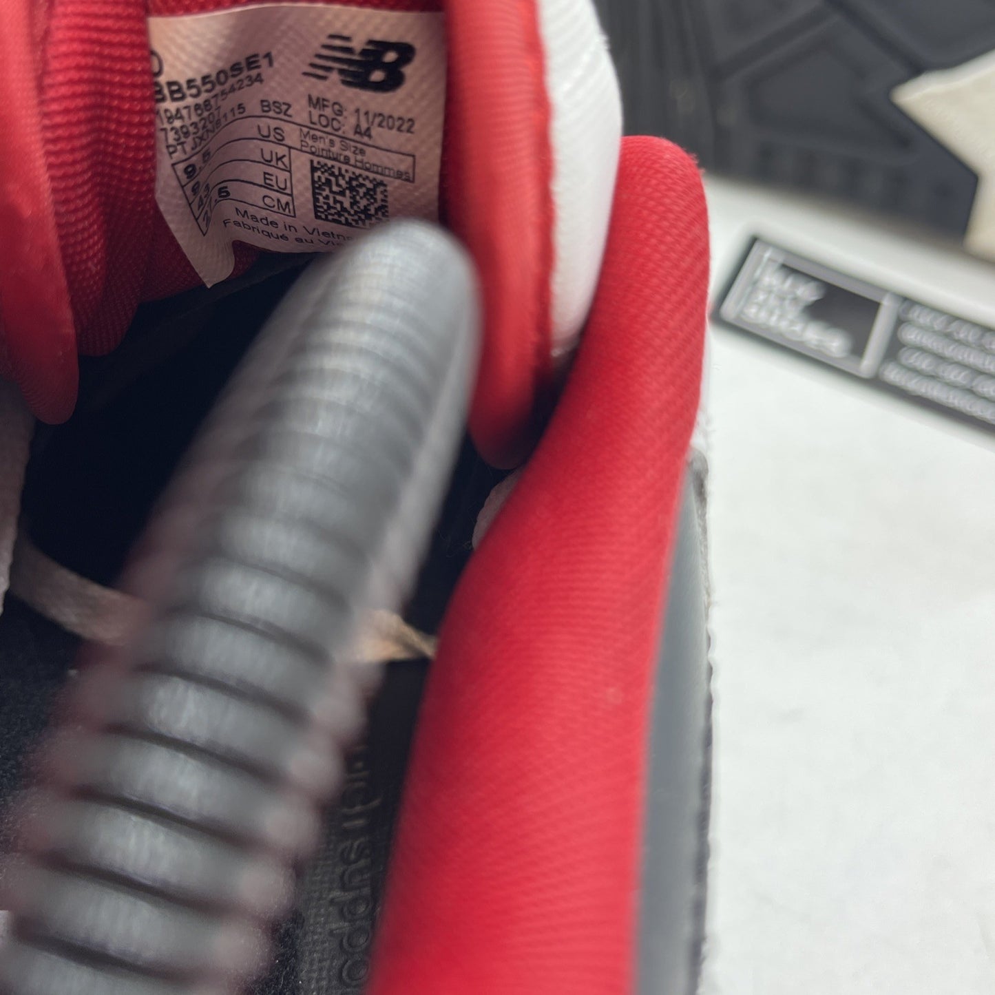 Size 9.5 - New Balance 550 White Team Red (BB550SE1)