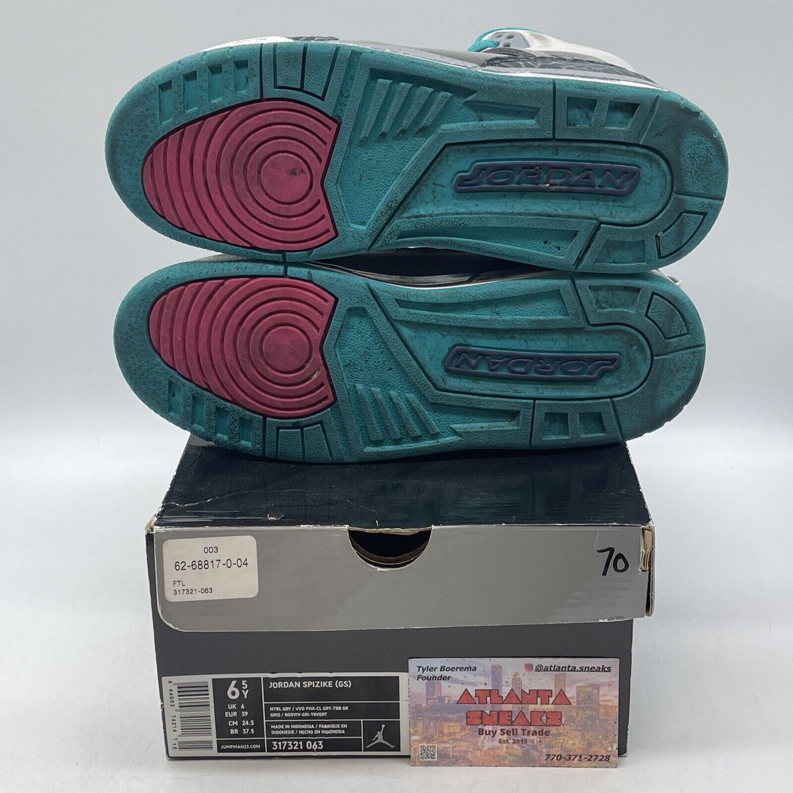 Size 6.5Y - Air Jordan Spiz’ike Miami Vice Grey Suede Leather (317321-063)