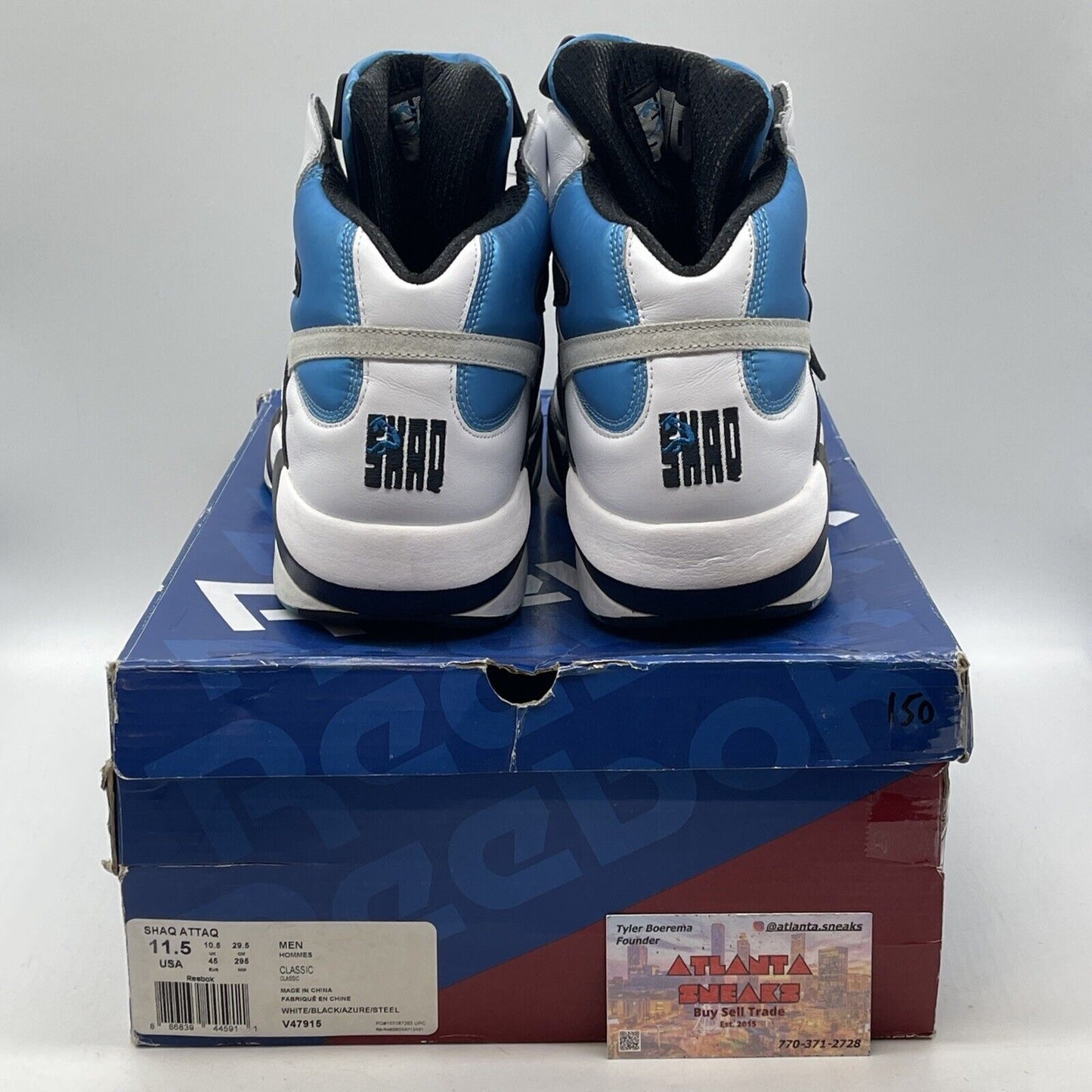 Size 11.5 - Reebok Shaq Attaq 2013 Orlando Magic Blue Black Suede (V47915)
