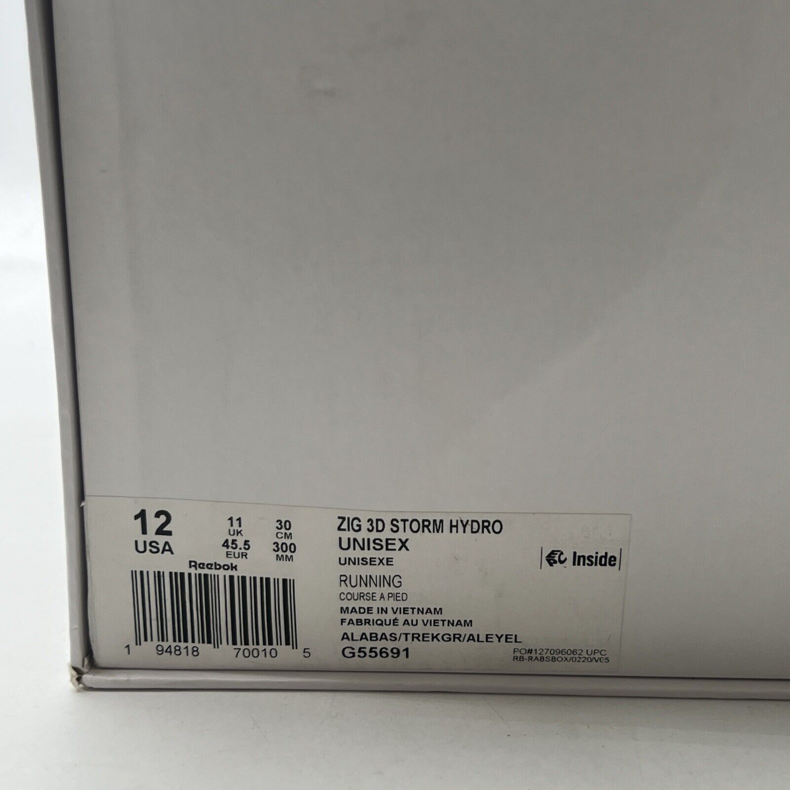 Size 12 - Reebok Cottweiler x Zig 3D Storm Hydro Alabaster (G55691)