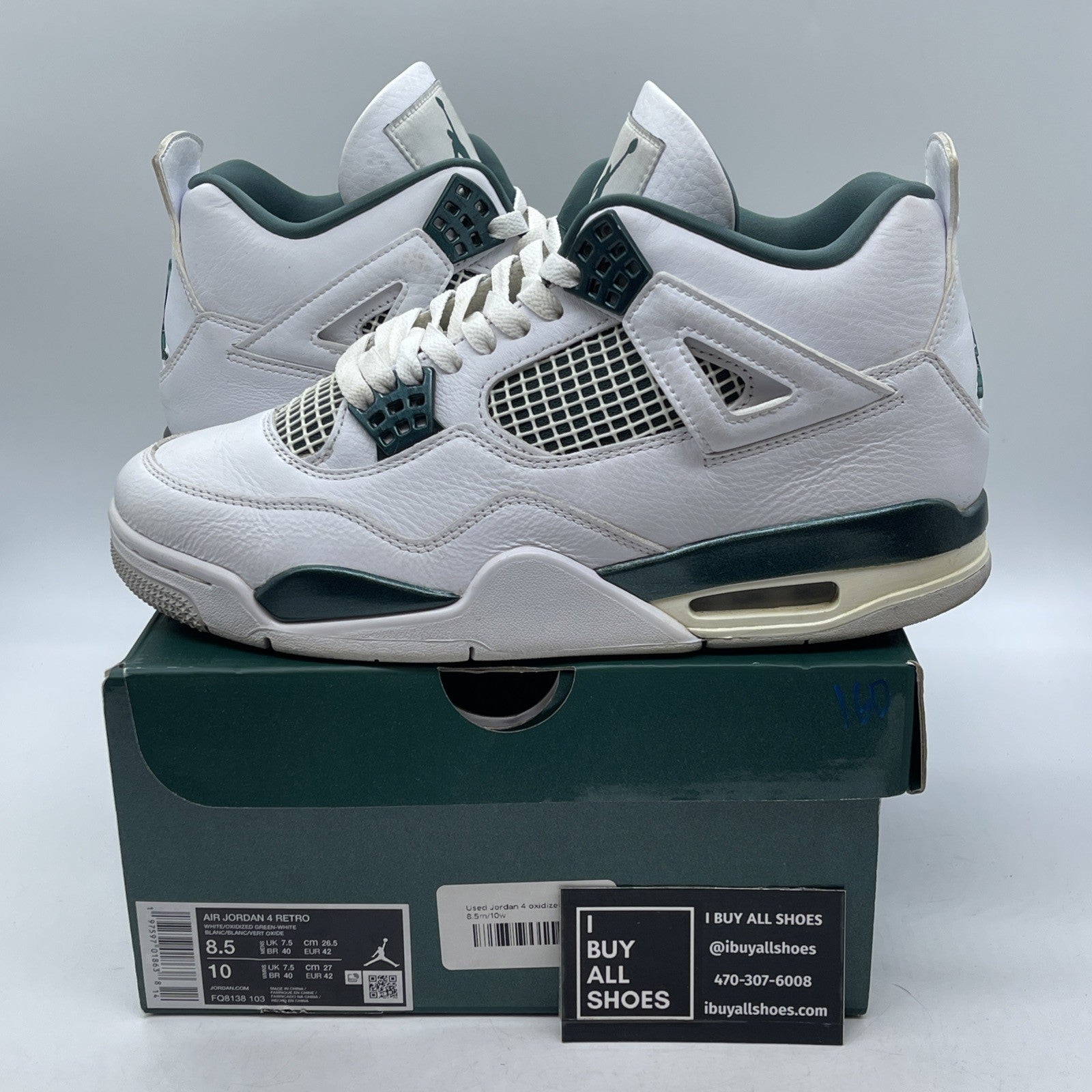 Size 8.5 - Air Jordan 4 Retro Oxidized Green White Leather (FQ8138-103)