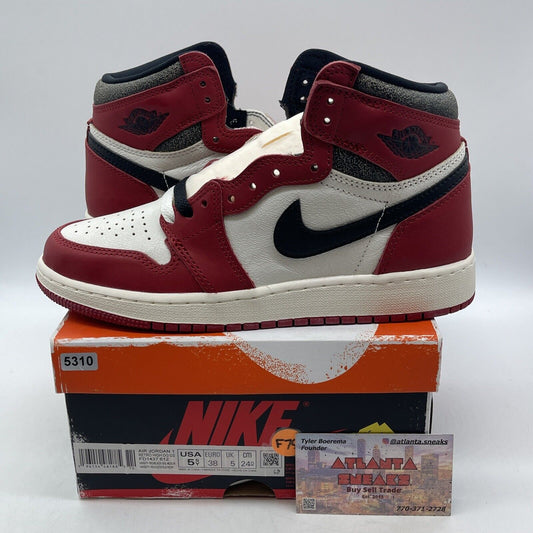 Size 5.5Y- Jordan 1 Retro OG High Chicago Lost & Found White Red (FD1437-612)