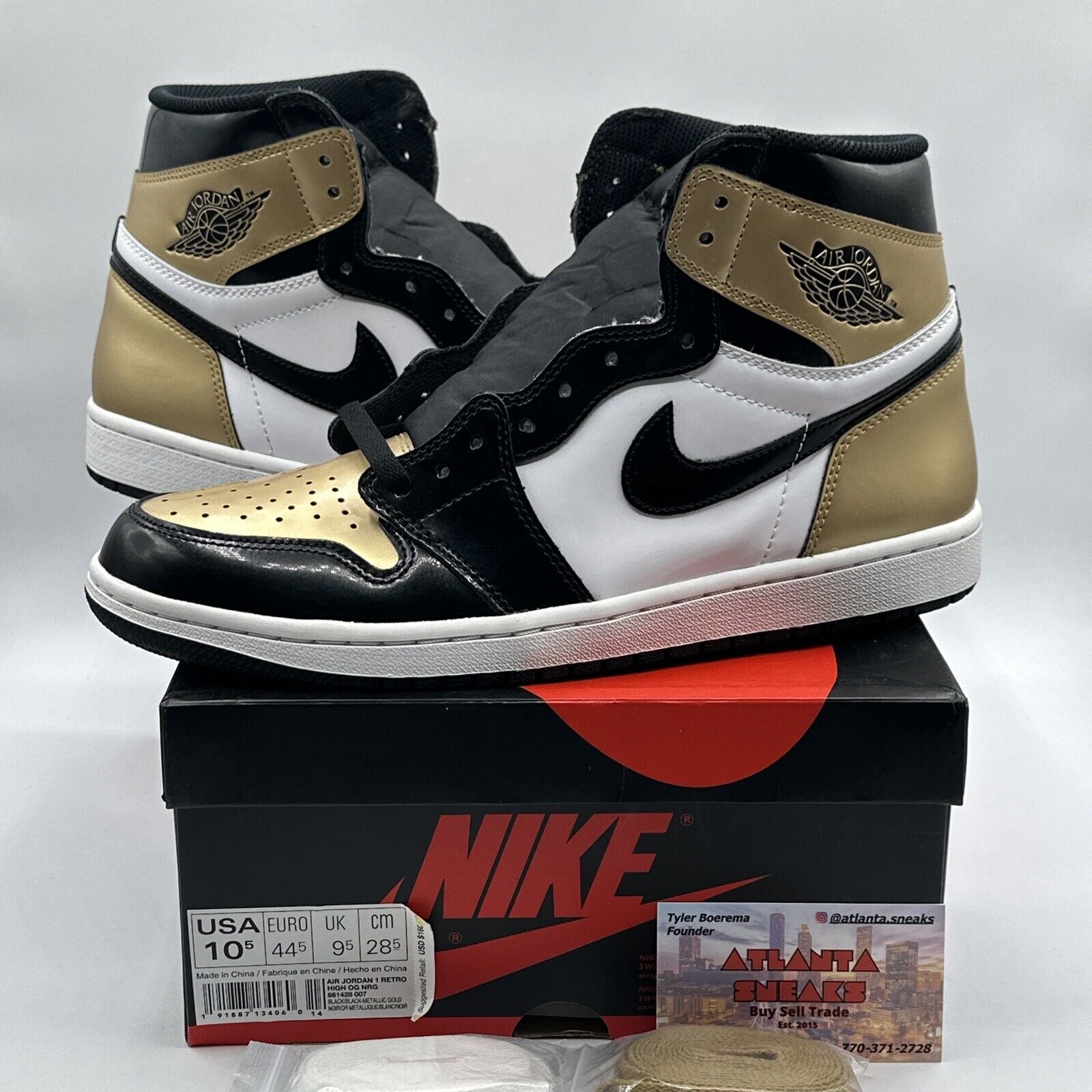 Size 10.5 - Jordan 1 Retro High OG NRG Gold Toe 2018 Patent Leather Vnds OG All