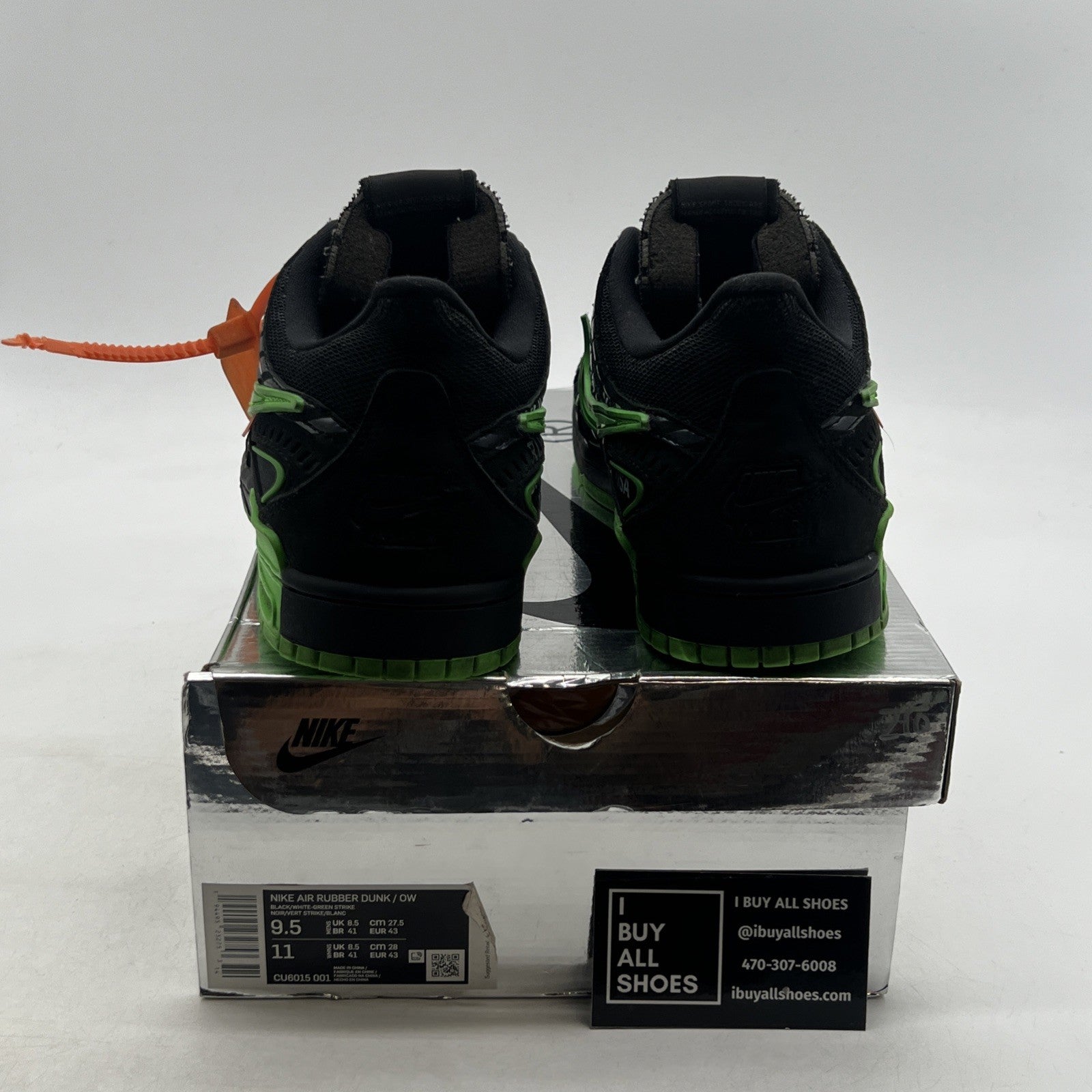 Size 9.5 - Nike Air Rubber Dunk x Off-White Low Green Strike (CU6015-001)