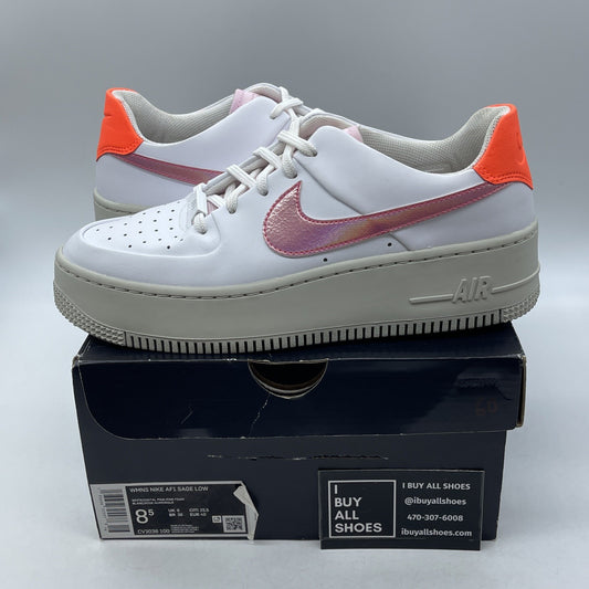Size 8.5W - Nike Air Force 1 Sage Low White Pink Orange Leather (CV3036-100)