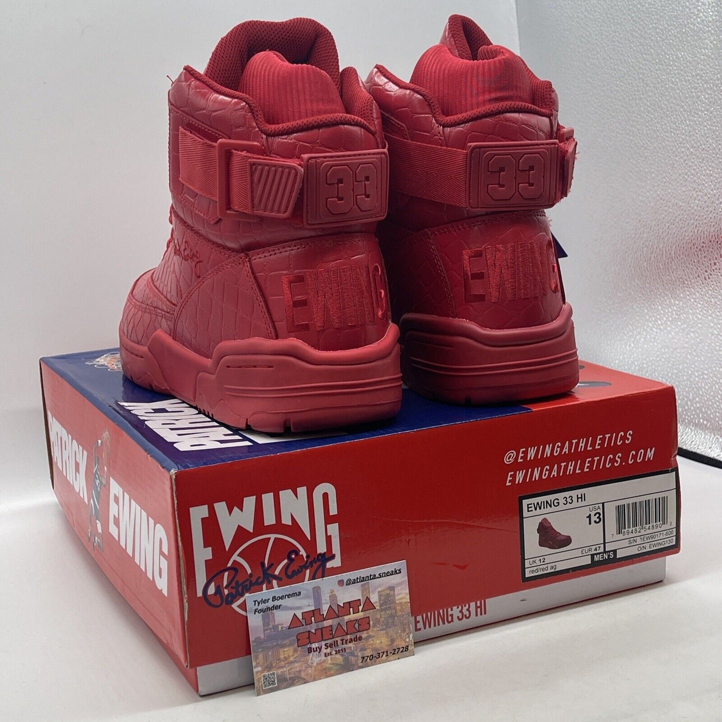 Size 13 - Ewing Athletics Ewing 33 Hi Red Croc Skin Red Leather (1EW90171-600)