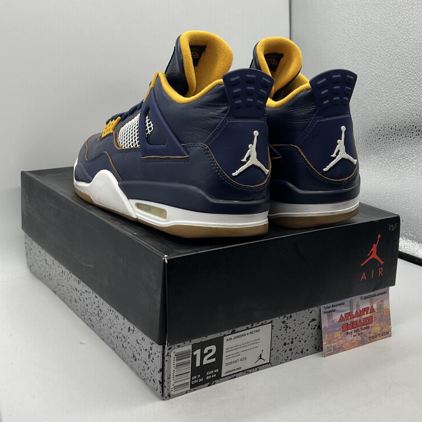 Size 12 - Air Jordan 4 Retro Dunk From Above Navy Yellow Gum Leather 308497-425