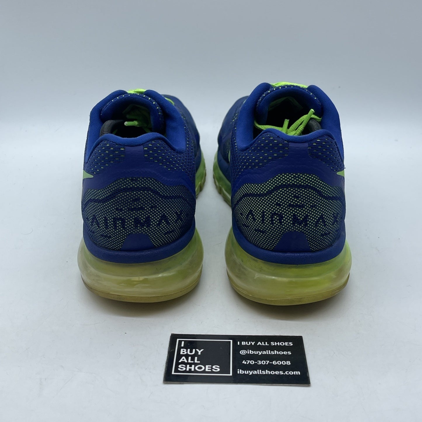 Size 13 - Nike Air Max 2014 Deep Royal Electric Green Blue Leather (621077-402)