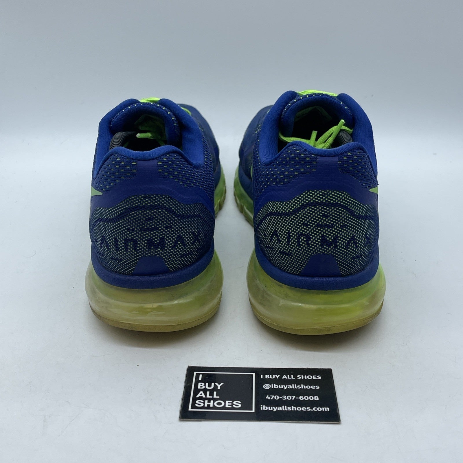 Size 13 - Nike Air Max 2014 Deep Royal Electric Green Blue Leather (621077-402)