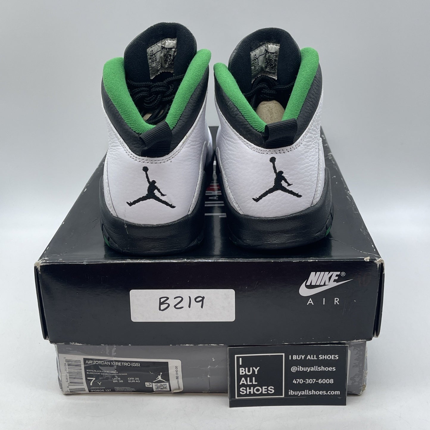 Size 7Y - Air Jordan 10 Retro 2019 Seattle White Black Leather (310806-137)