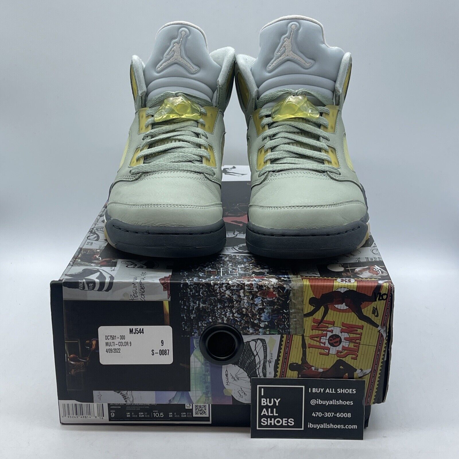 Size 9 - Jordan 5 JADE HORIZON Green White Black Suede (DC7501-300)