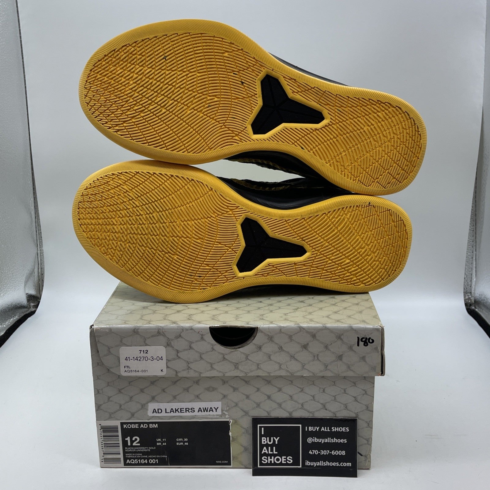 Size 12 - Nike Kobe A.D. BM Mid City Edition Black Yellow Suede (AQ5164-001)