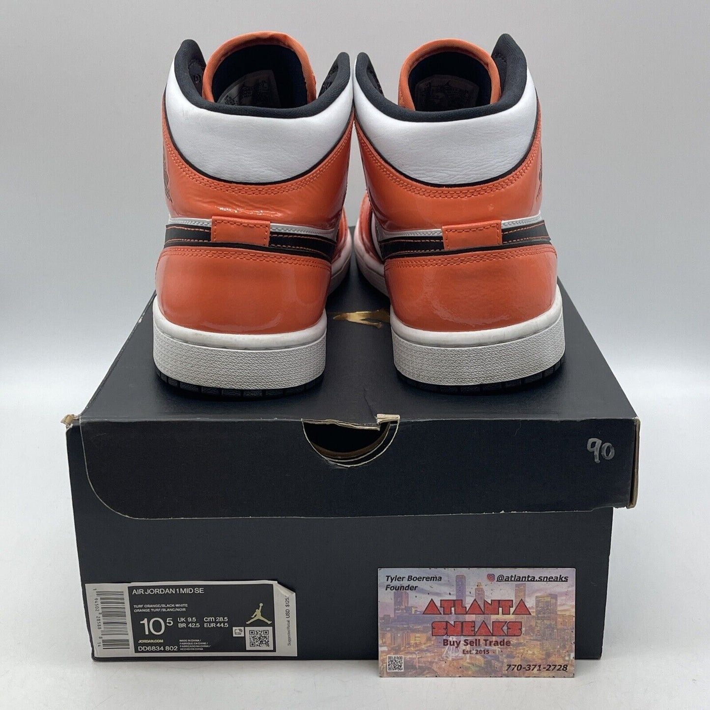 Size 10.5 - Air Jordan 1 SE Mid Turf Orange White Black Leather (DD69834-802)