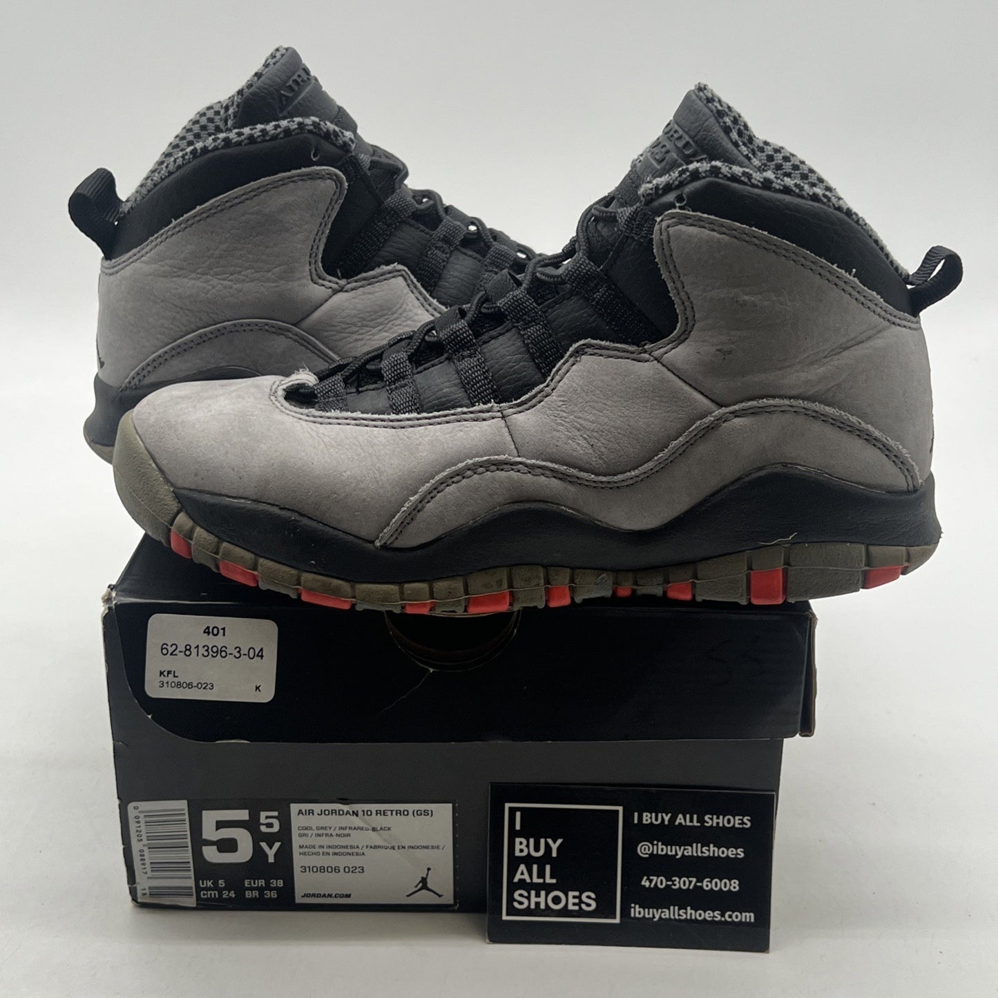 Size 5.5Y - Air Jordan 10 Retro Mid Cool Grey (310806-023)